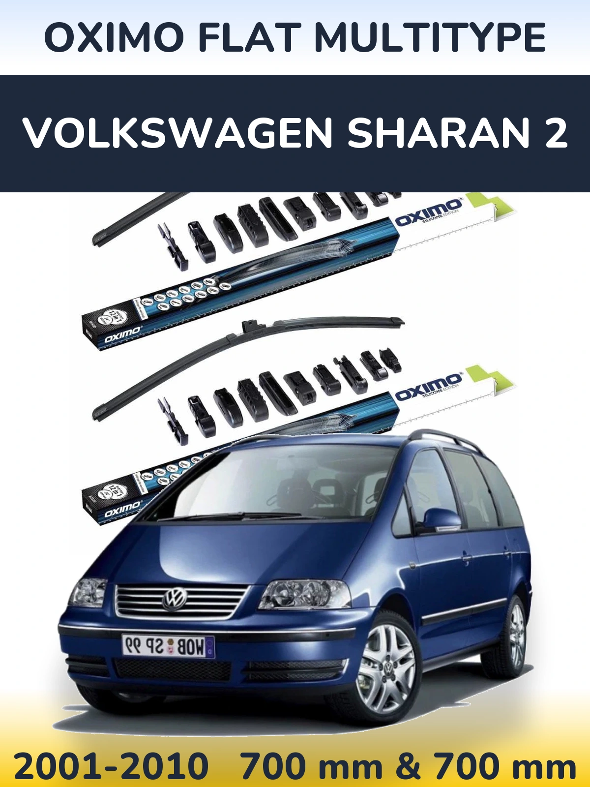 Komplet przednich wycieraczek Oximo Flat MultiType 700 & 700 mm do Volkswagen Sharan 2 2001-2010