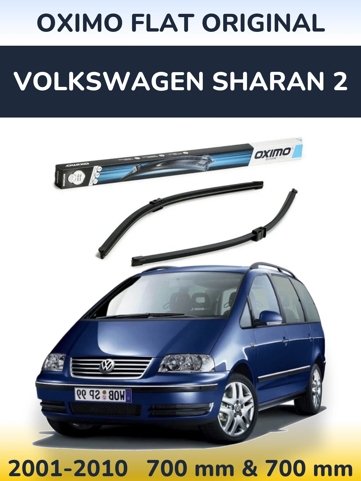 Комплект передних дворников Oximo Flat Original 700 & 700 мм для Volkswagen Sharan 2 2001-2010