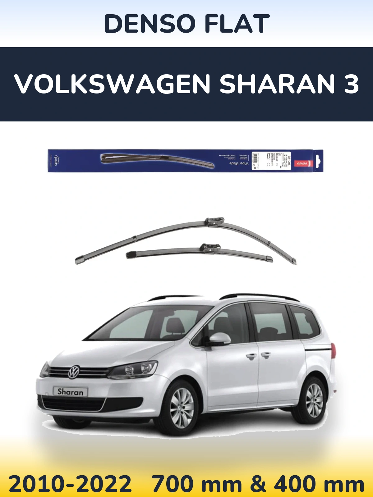 Komplet przednich wycieraczek Denso Flat 700 & 400 mm do Volkswagen Sharan 3 2010-2022
