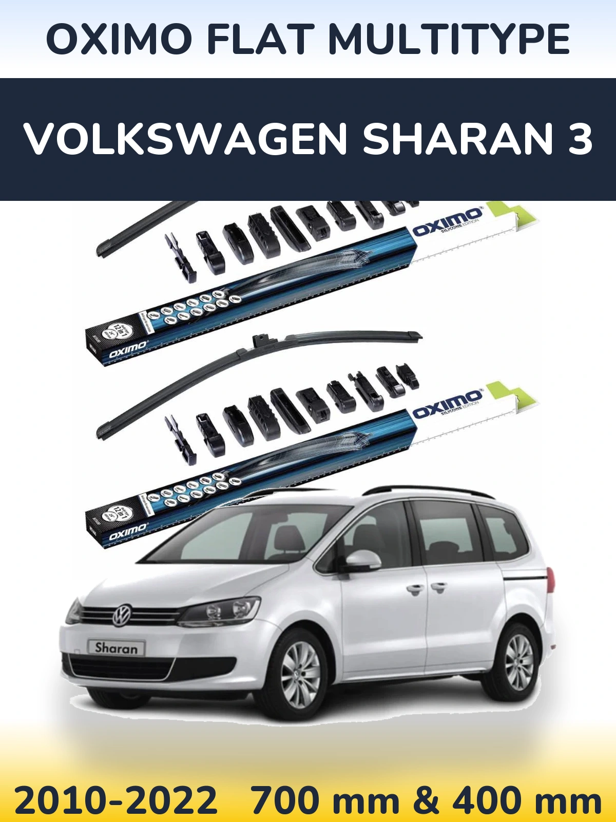 Komplet przednich wycieraczek Oximo Flat MultiType 700 & 400 mm do Volkswagen Sharan 3 2010-2022
