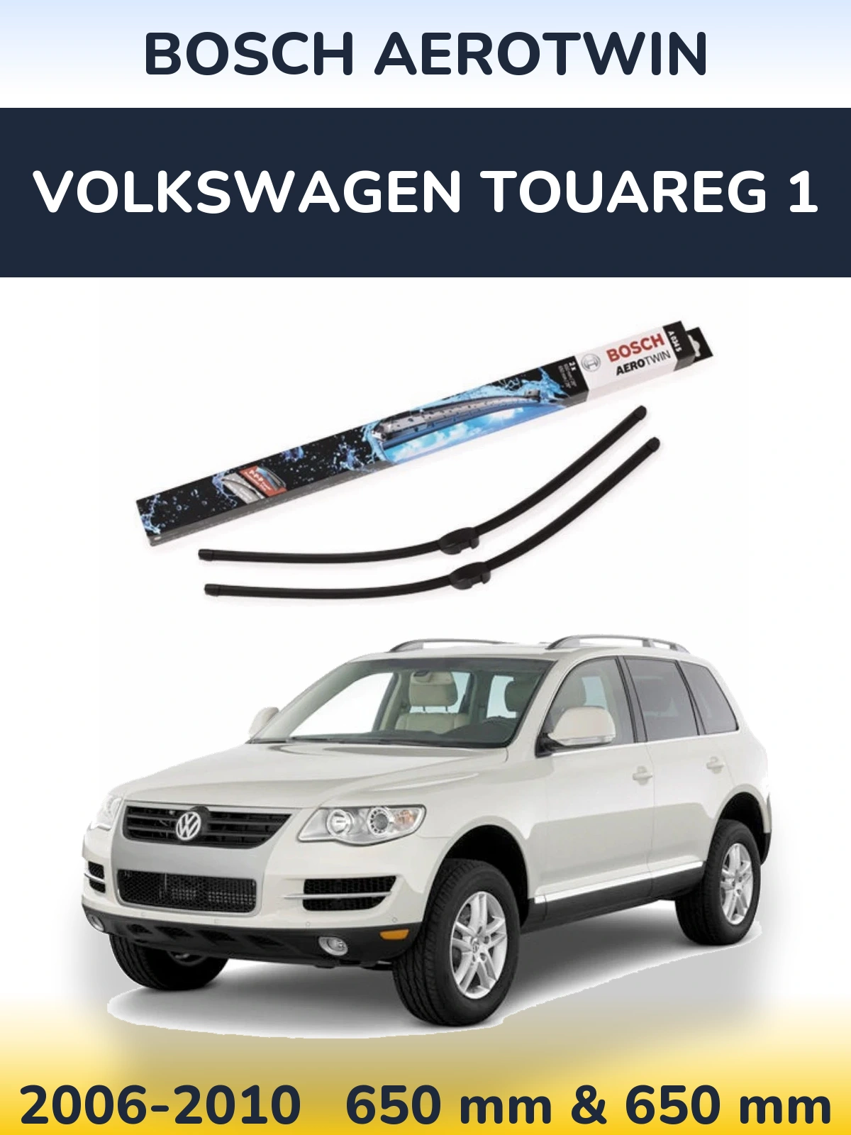 Komplet przednich wycieraczek BOSCH AeroTwin 650 & 650 mm do Volkswagen Touareg 1 2006-2010