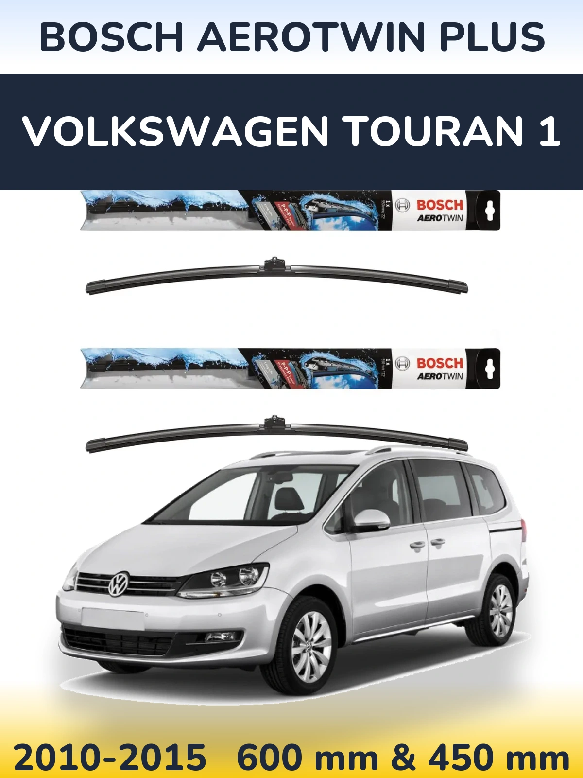 Komplet przednich wycieraczek BOSCH AeroTwin Plus 600 & 450 mm do Volkswagen Touran 1 2010-2015