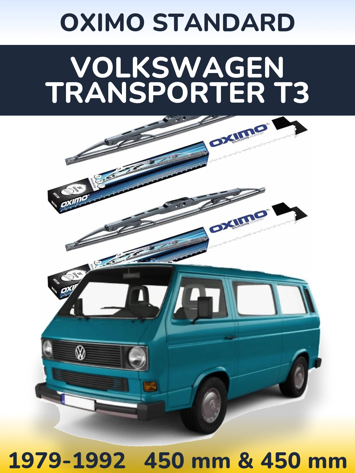 Komplet przednich wycieraczek Oximo Standard 450 & 450 mm do Volkswagen Transporter T3 1979-1992