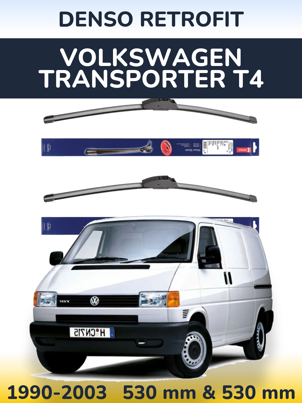 Komplet przednich wycieraczek Denso Retrofit 530 & 530 mm do Volkswagen Transporter T4 1990-2003