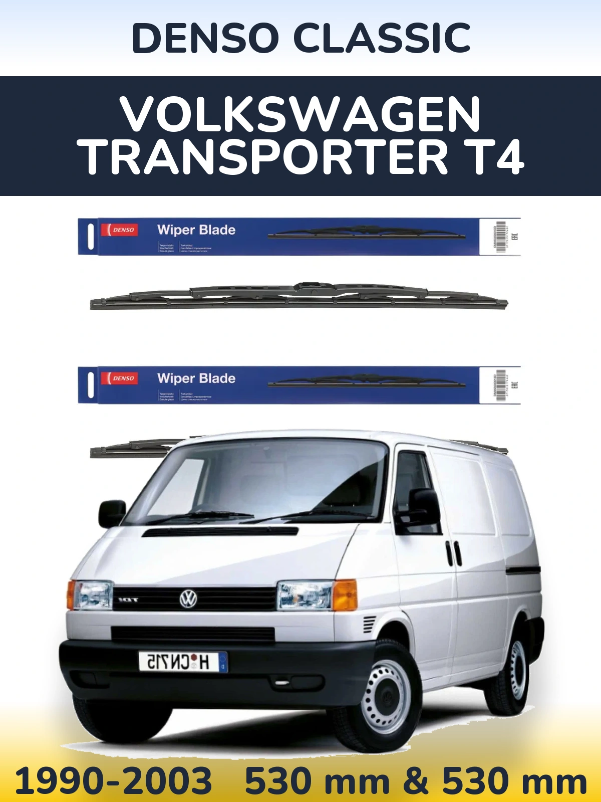 Komplet przednich wycieraczek Denso Classic 530 & 530 mm do Volkswagen Transporter T4 1990-2003