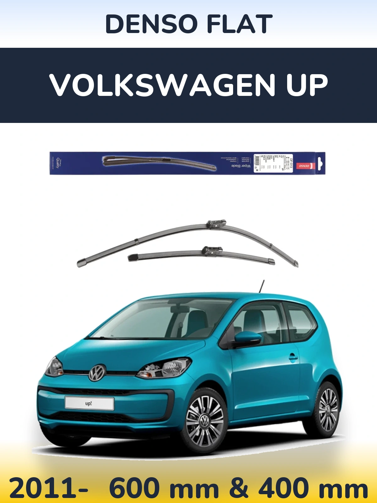 Front wiper blade set Denso Flat 600 & 380 mm for Volkswagen Up 2011-2026