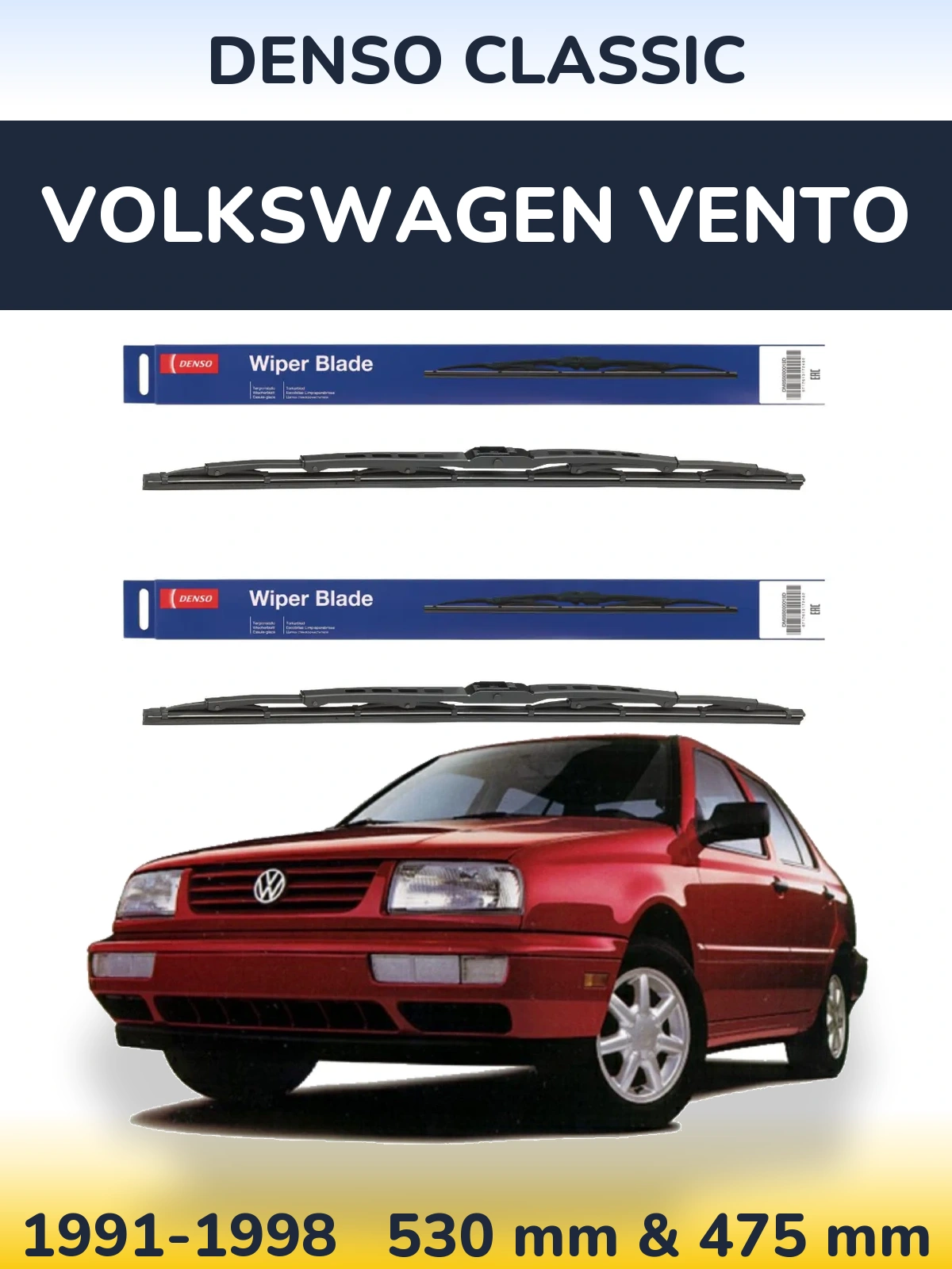 Komplet przednich wycieraczek Denso Classic 530 & 475 mm do Volkswagen Vento 1991-1998