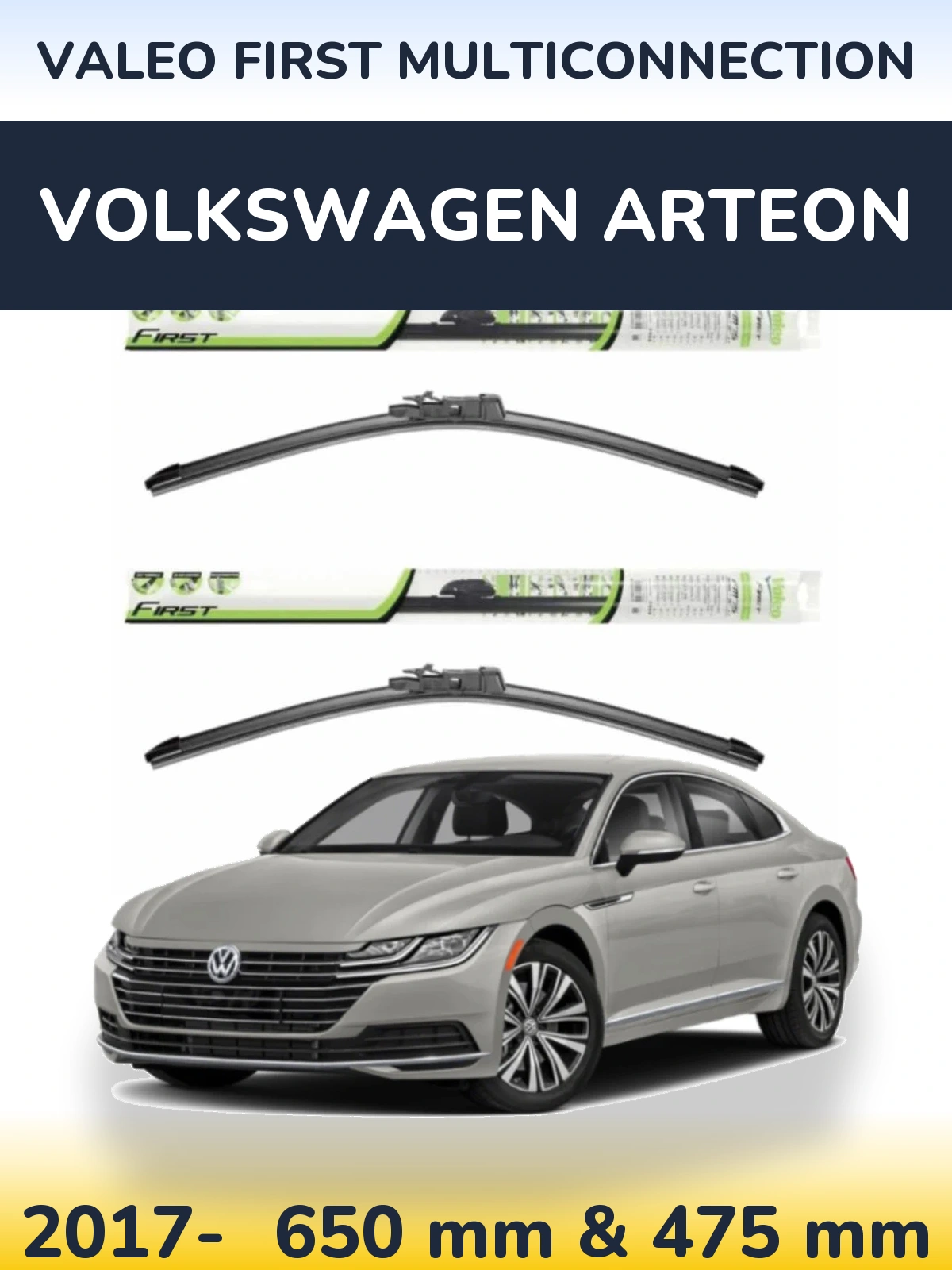 Komplet przednich wycieraczek Valeo First MultiConnection 650 & 475 mm do Volkswagen Arteon 2017-2026