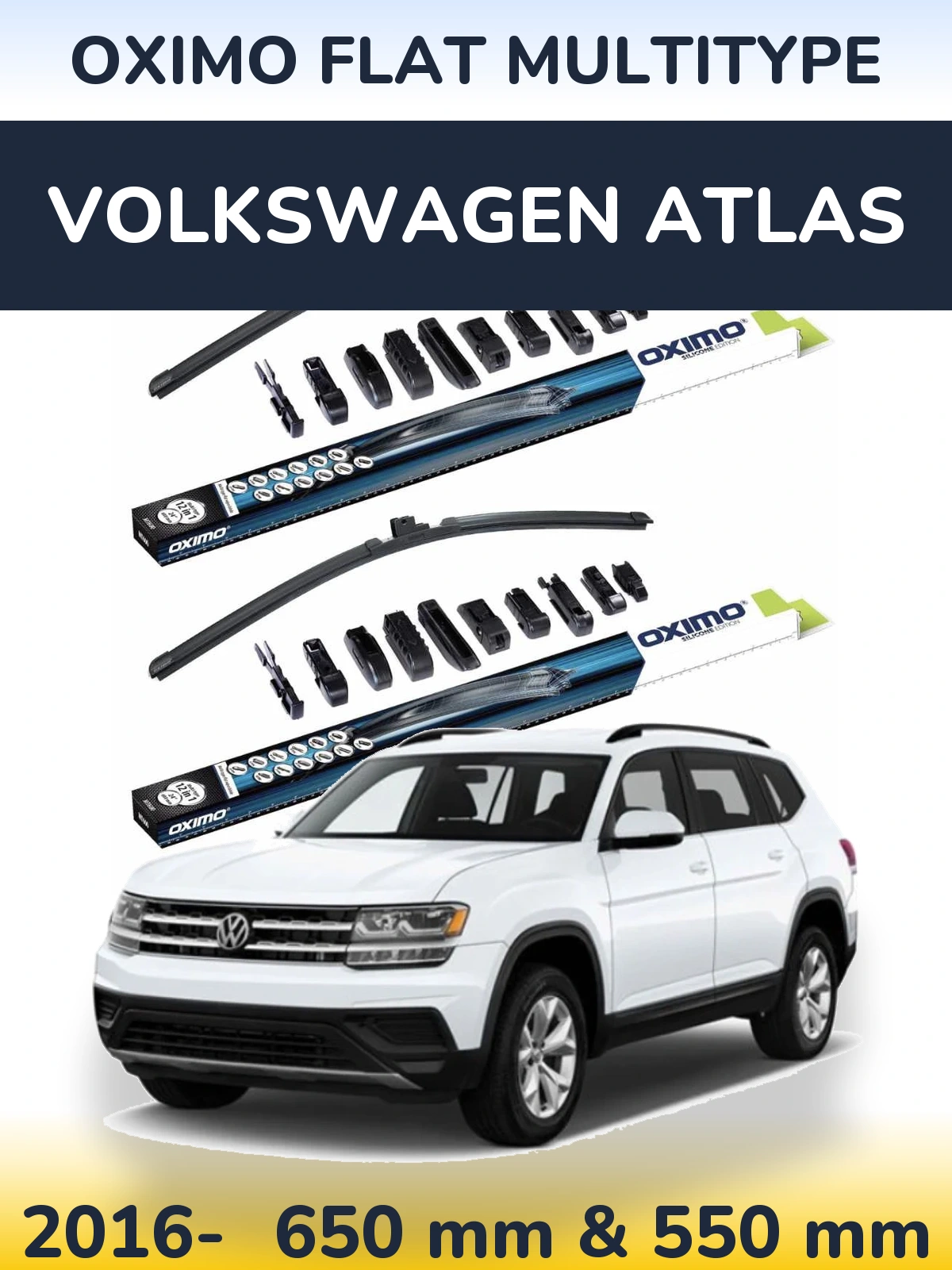 Komplet przednich wycieraczek Oximo Flat MultiType 650 & 550 mm do Volkswagen Atlas 2016-2026