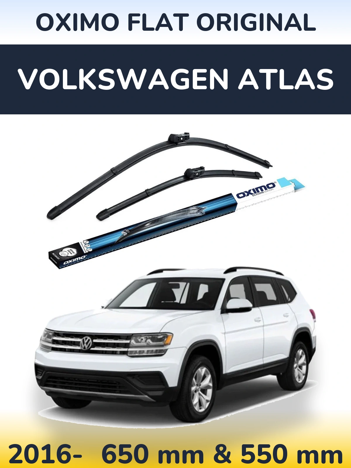 Комплект передних дворников Oximo Flat Original 650 & 550 мм для Volkswagen Atlas 2016-2026