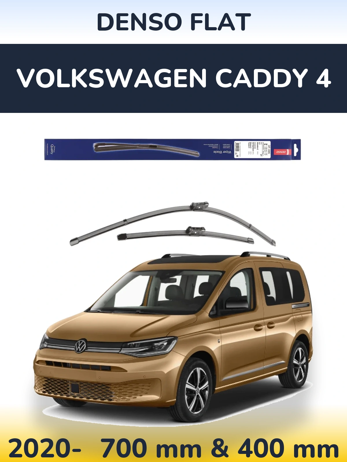 Komplet przednich wycieraczek Denso Flat 700 & 400 mm do Volkswagen Caddy 4 2020-2026