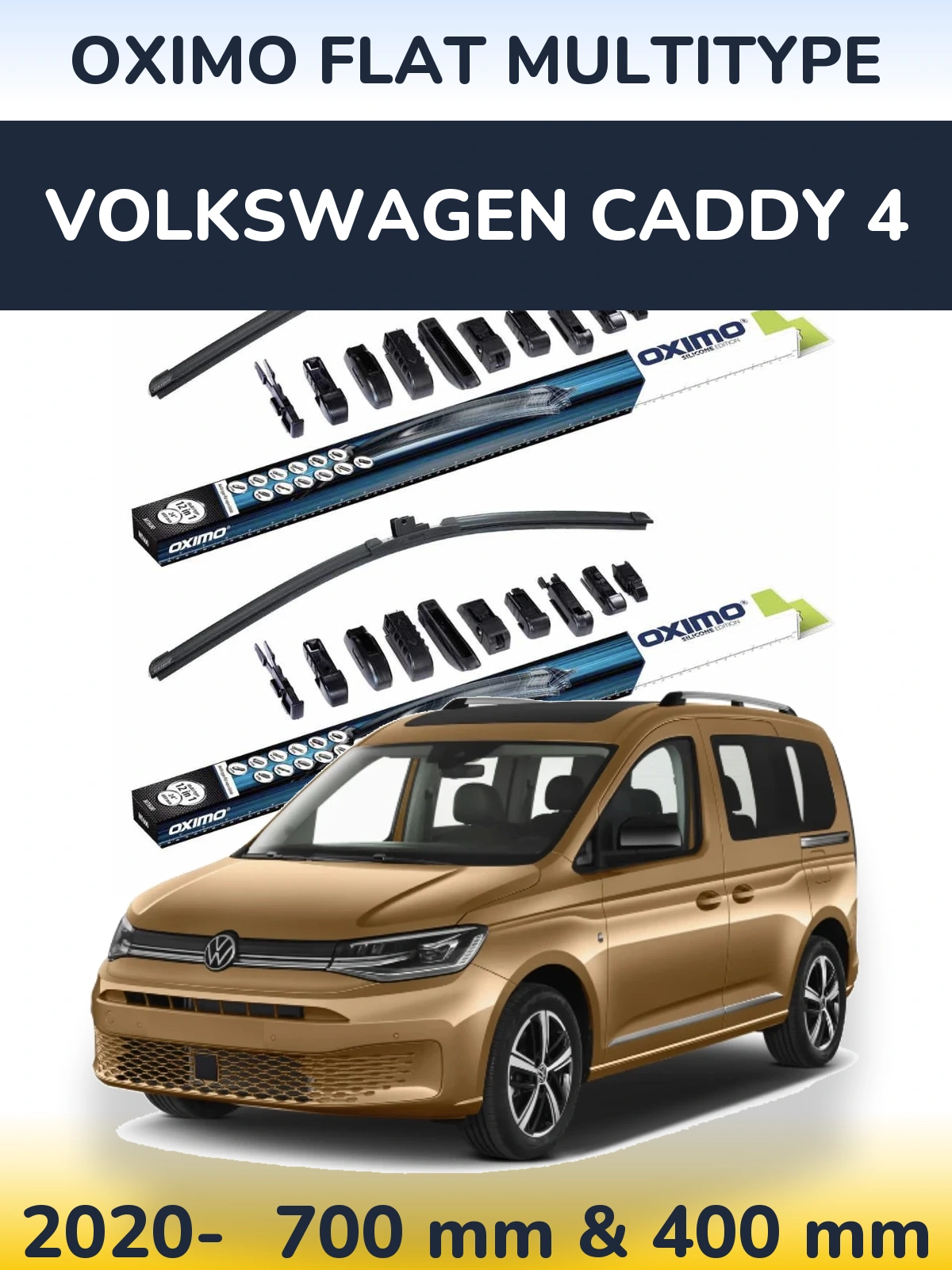 Komplet przednich wycieraczek Oximo Flat MultiType 700 & 400 mm do Volkswagen Caddy 4 2020-2026