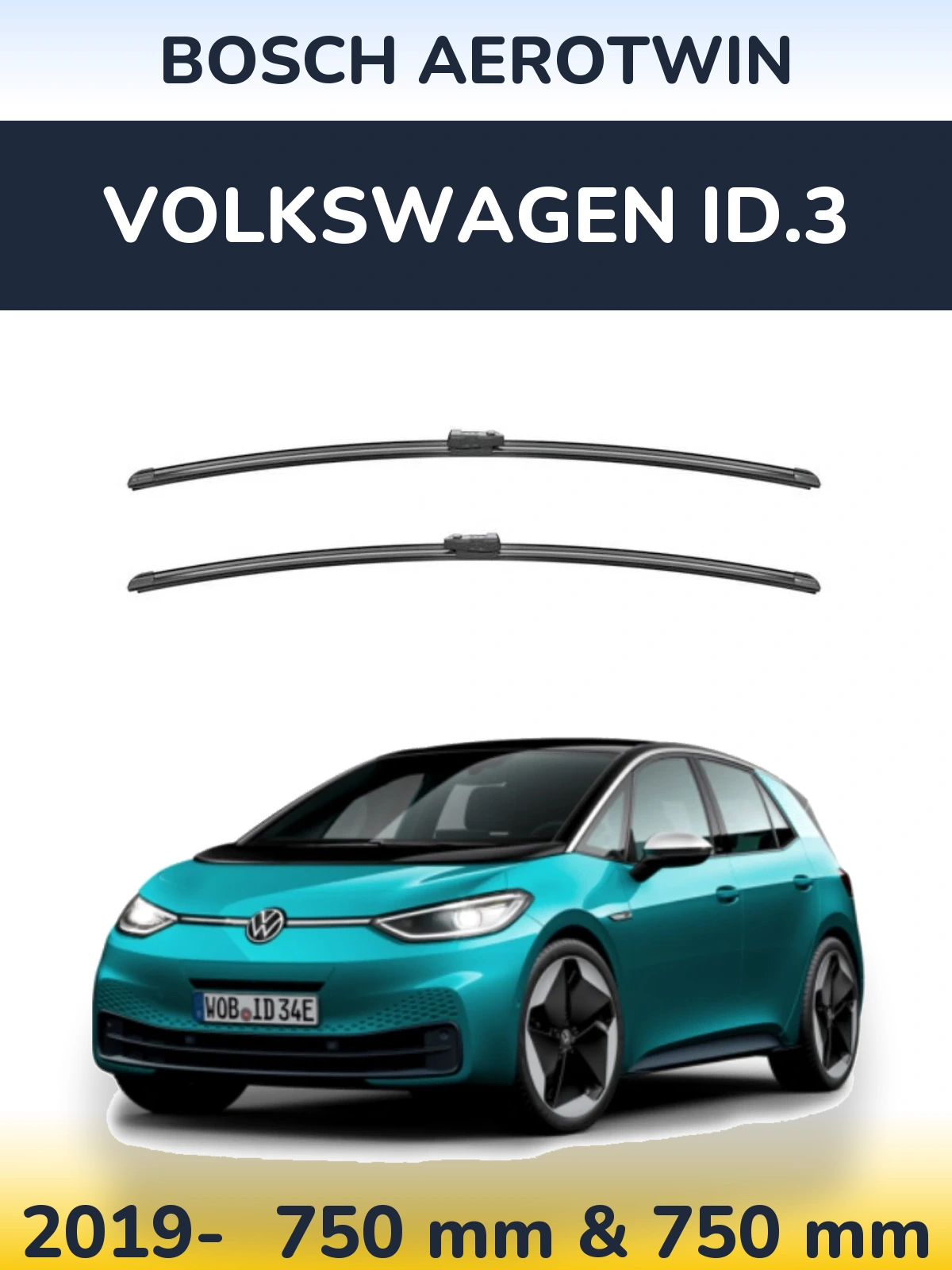 Komplet przednich wycieraczek BOSCH AeroTwin 750 & 750 mm do Volkswagen ID.3 2019-2026