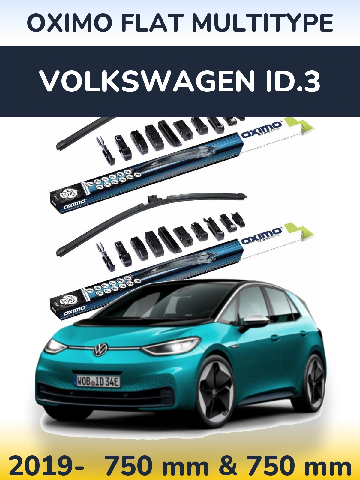 Komplet przednich wycieraczek Oximo Flat MultiType 750 & 750 mm do Volkswagen ID.3 2019-2026