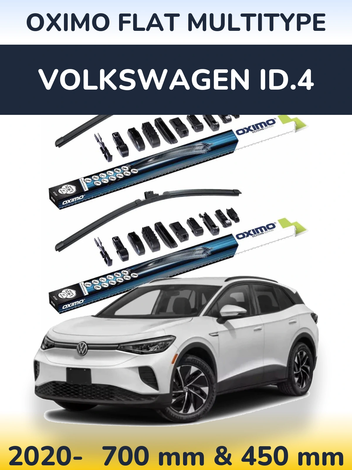Front wiper blade set Oximo Flat MultiTypee 700 & 450 mm for Volkswagen ID.4 2020-2026