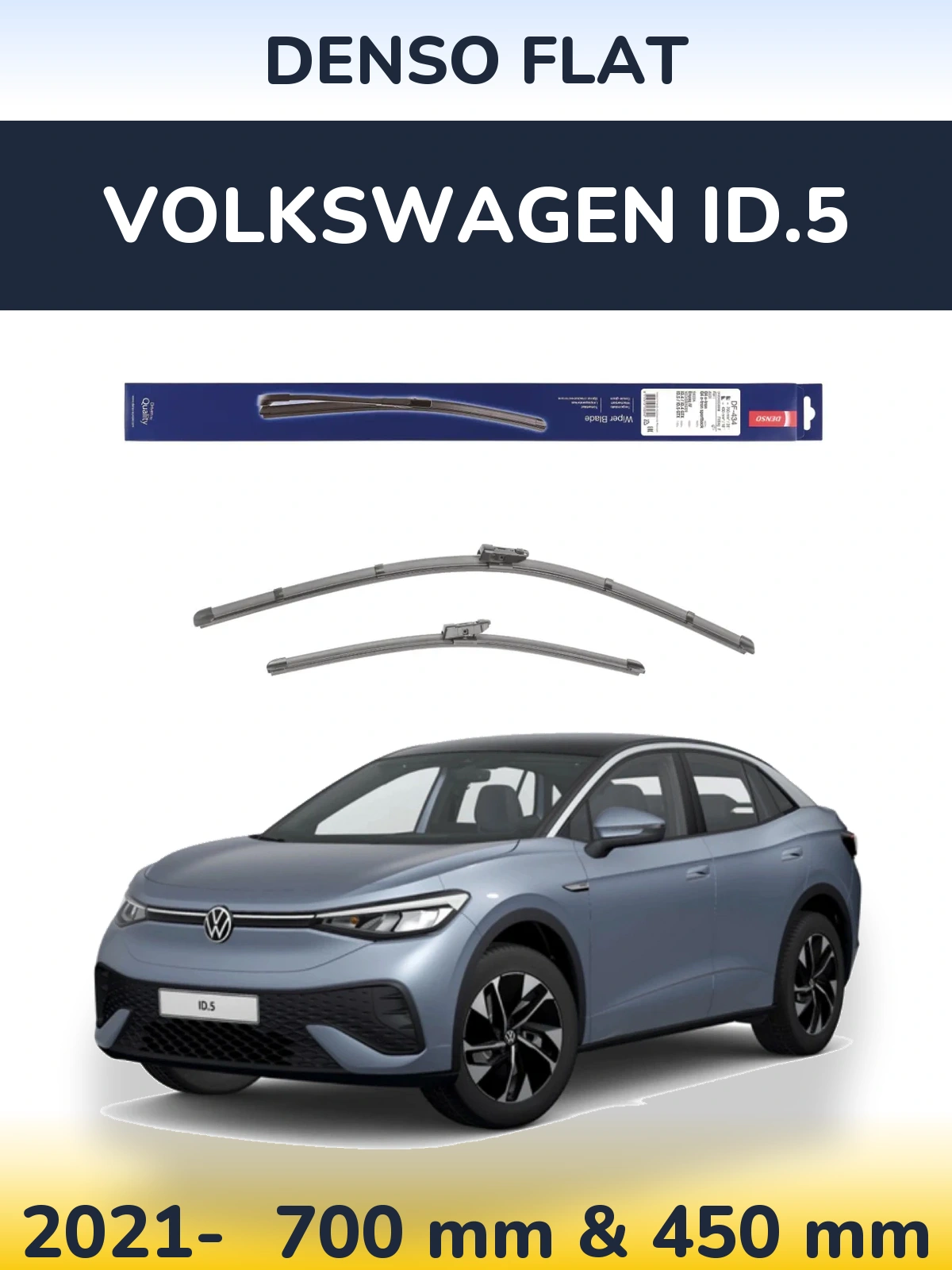 Komplet przednich wycieraczek Denso Flat 700 & 450 mm do Volkswagen ID.5 2021-2026