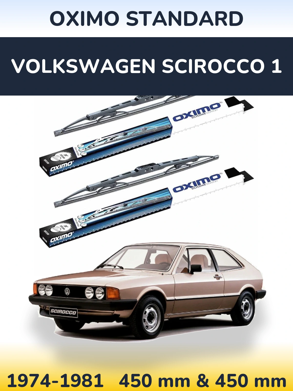 Комплект передних дворников Oximo Standard 450 & 450 мм для Volkswagen Scirocco 1 1974-1981