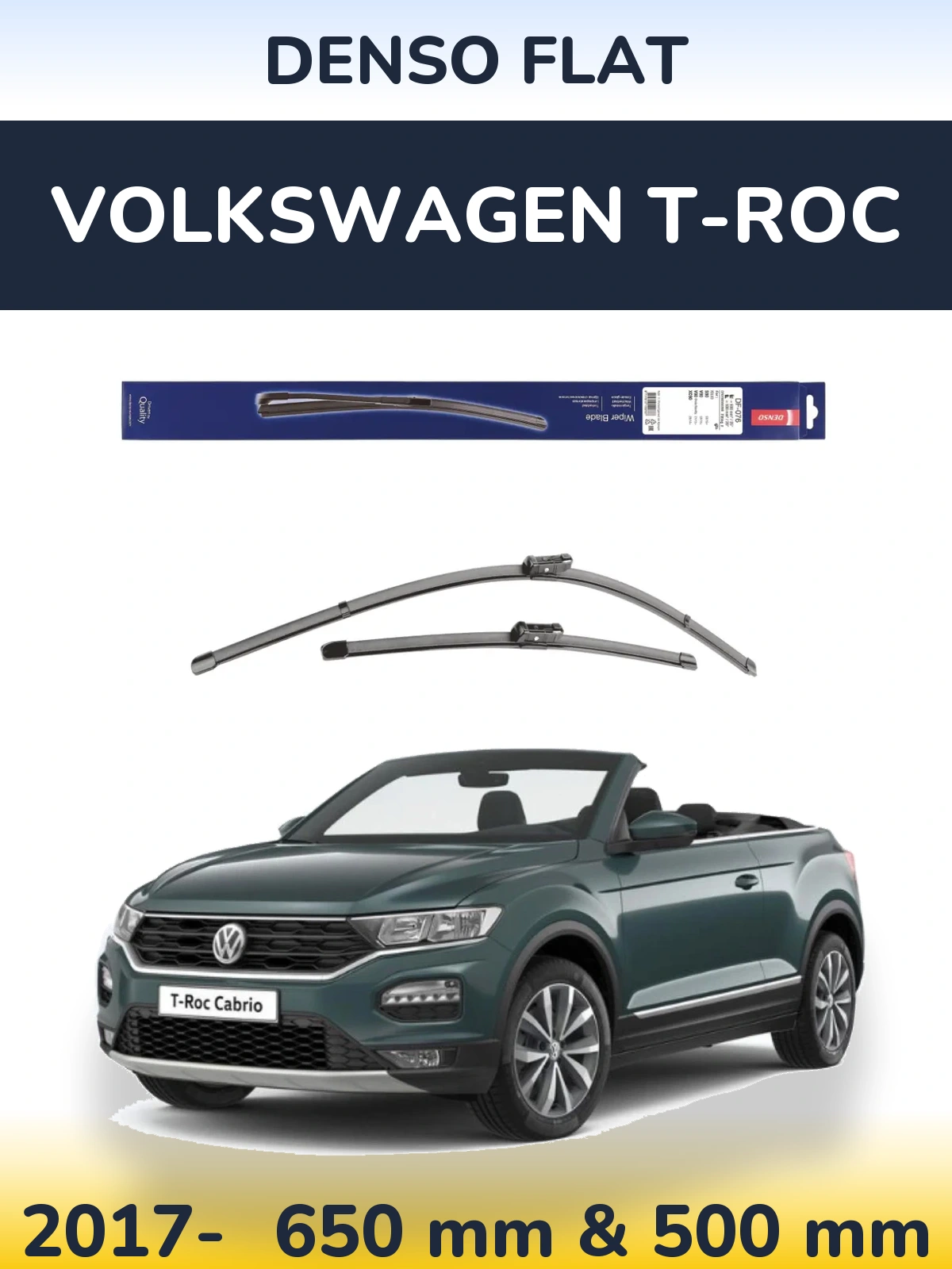 Комплект передних дворников Denso Flat 630 & 500 мм для Volkswagen T-Roc 2017-2026