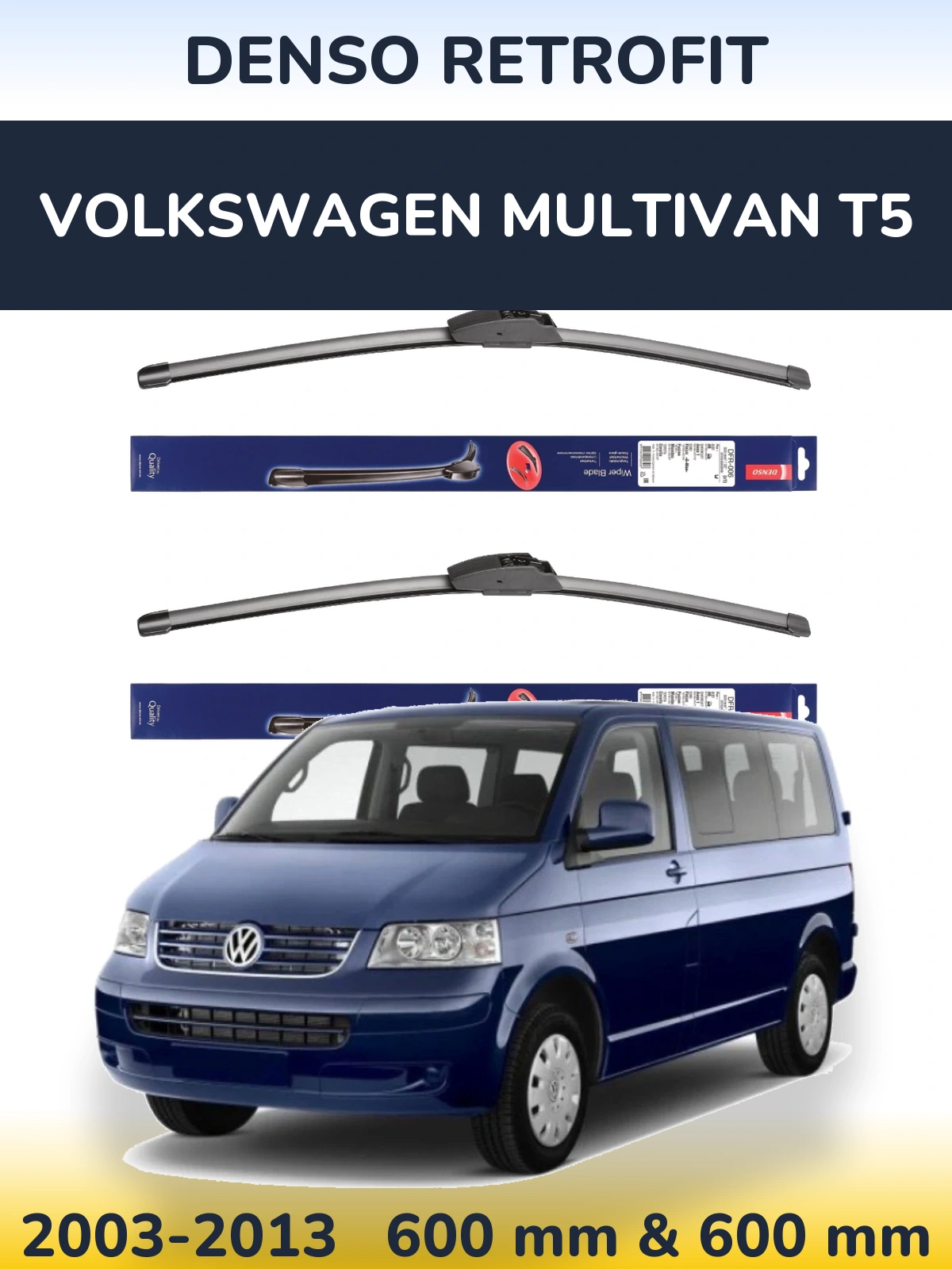 Komplet przednich wycieraczek Denso Retrofit 600 & 600 mm do Volkswagen Multivan T5 2003-2013