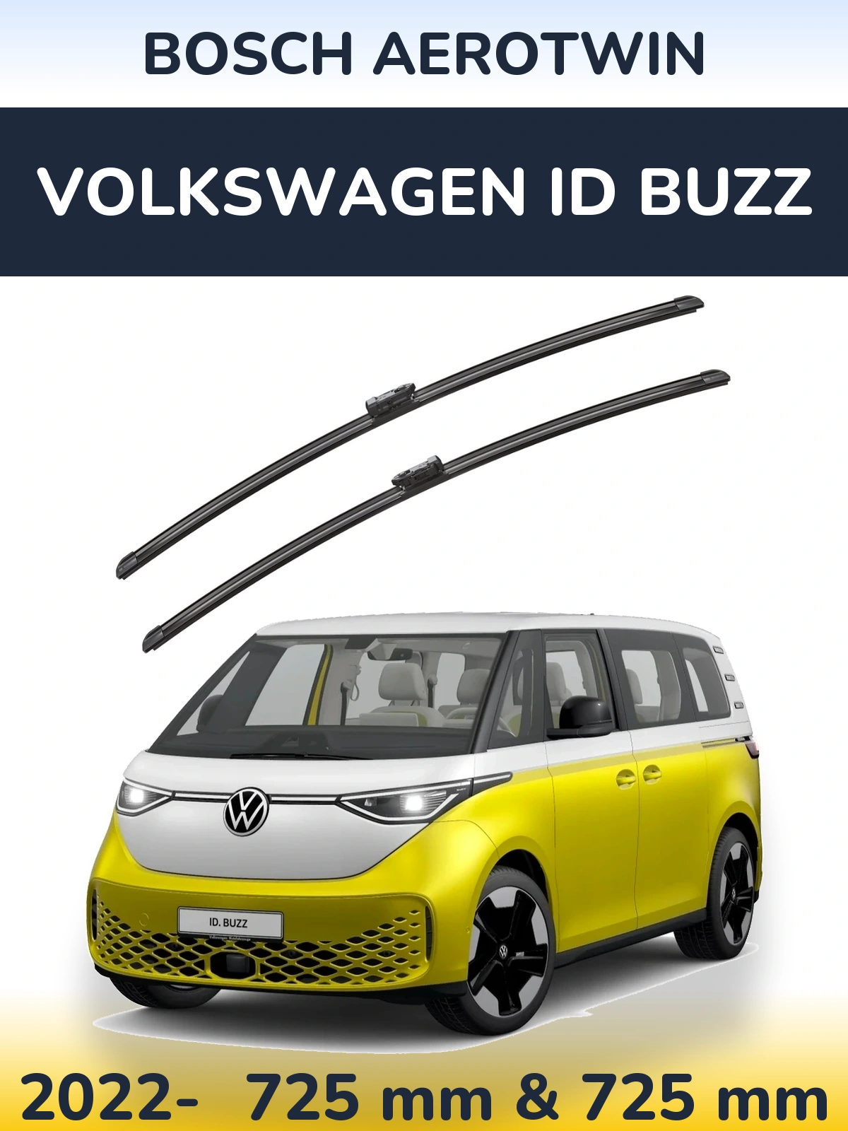Комплект передних дворников BOSCH AeroTwin 725 & 725 мм для Volkswagen ID Buzz 2022-2026