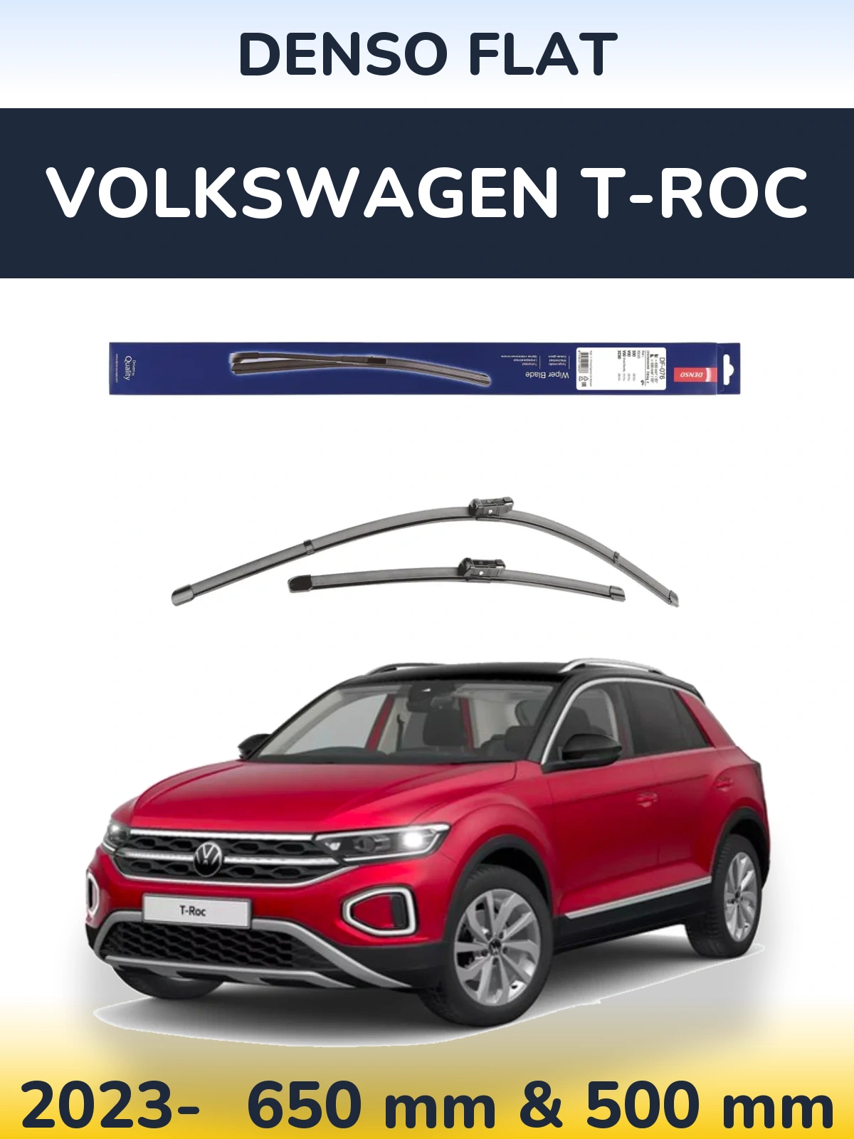 Komplet przednich wycieraczek Denso Flat 630 & 500 mm do Volkswagen T-Roc 2023-2026