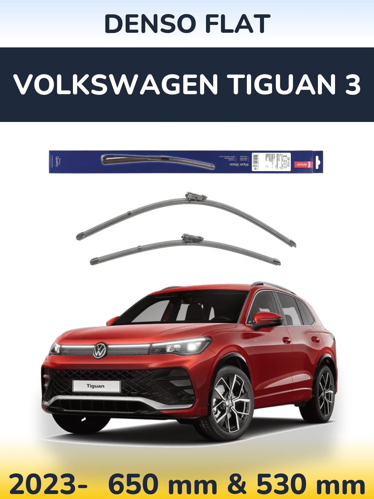Komplet przednich wycieraczek Denso Flat 650 & 530 mm do Volkswagen Tiguan 3 2023-2026