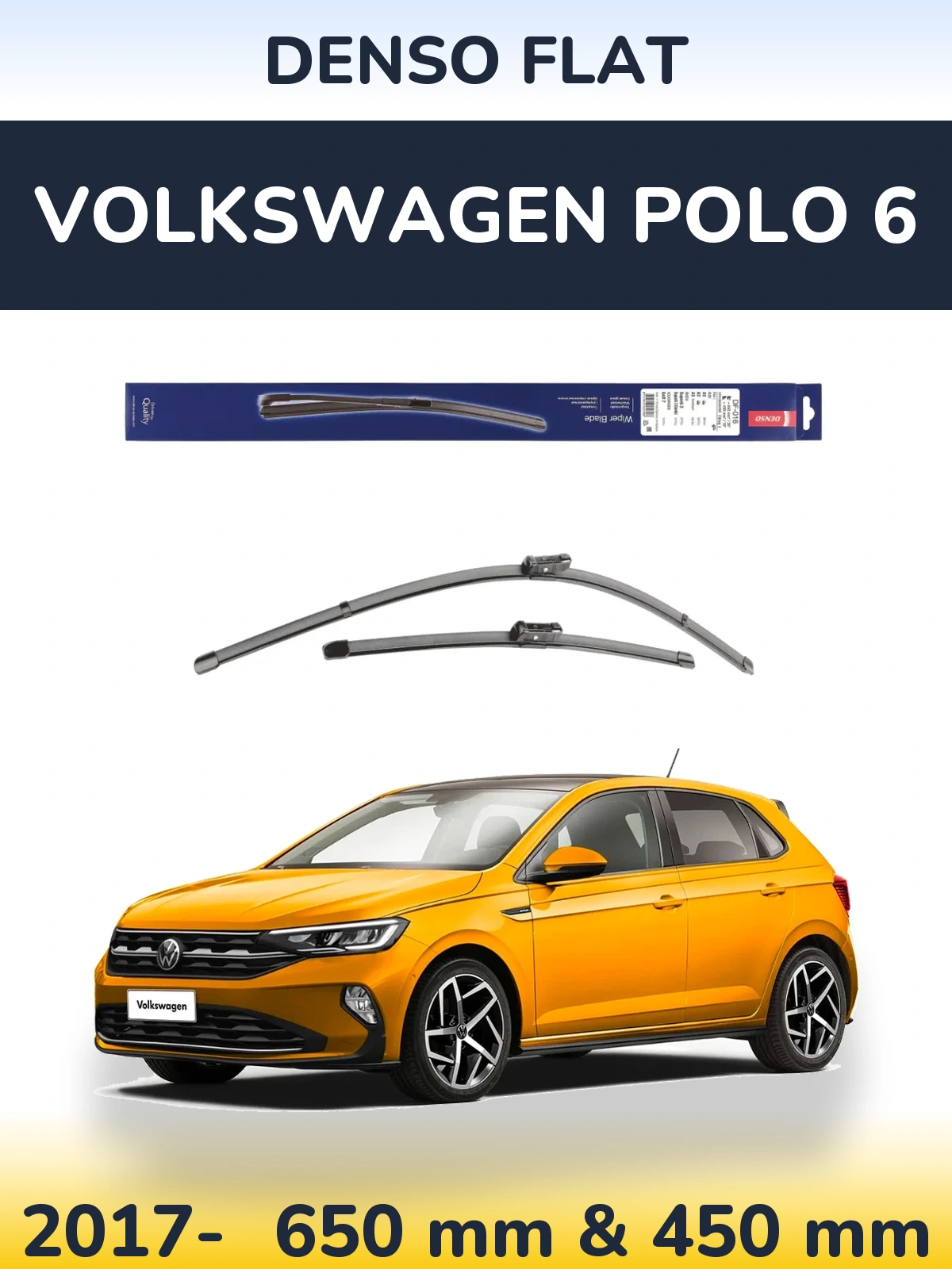 Komplet przednich wycieraczek Denso Flat 650 & 450 mm do Volkswagen Polo 6 2017-2026