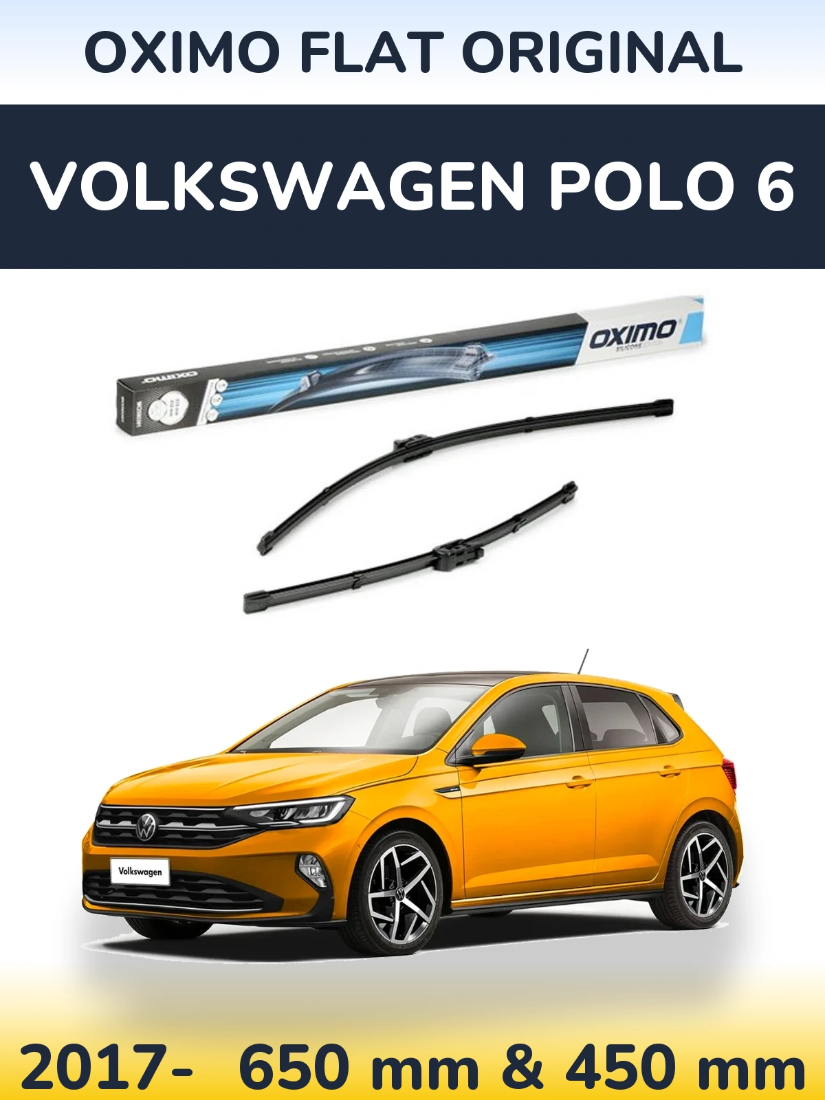 Komplet przednich wycieraczek Oximo Flat Original 650 & 450 mm do Volkswagen Polo 6 2017-2026