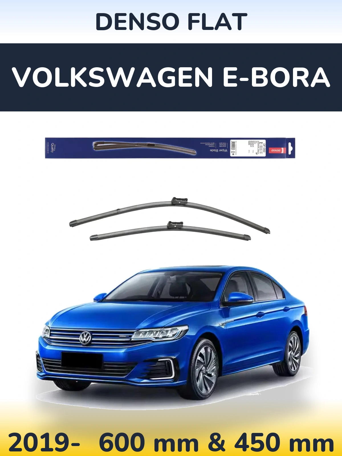 Komplet przednich wycieraczek Denso Flat 600 & 450 mm do Volkswagen e-Bora 2019-2026