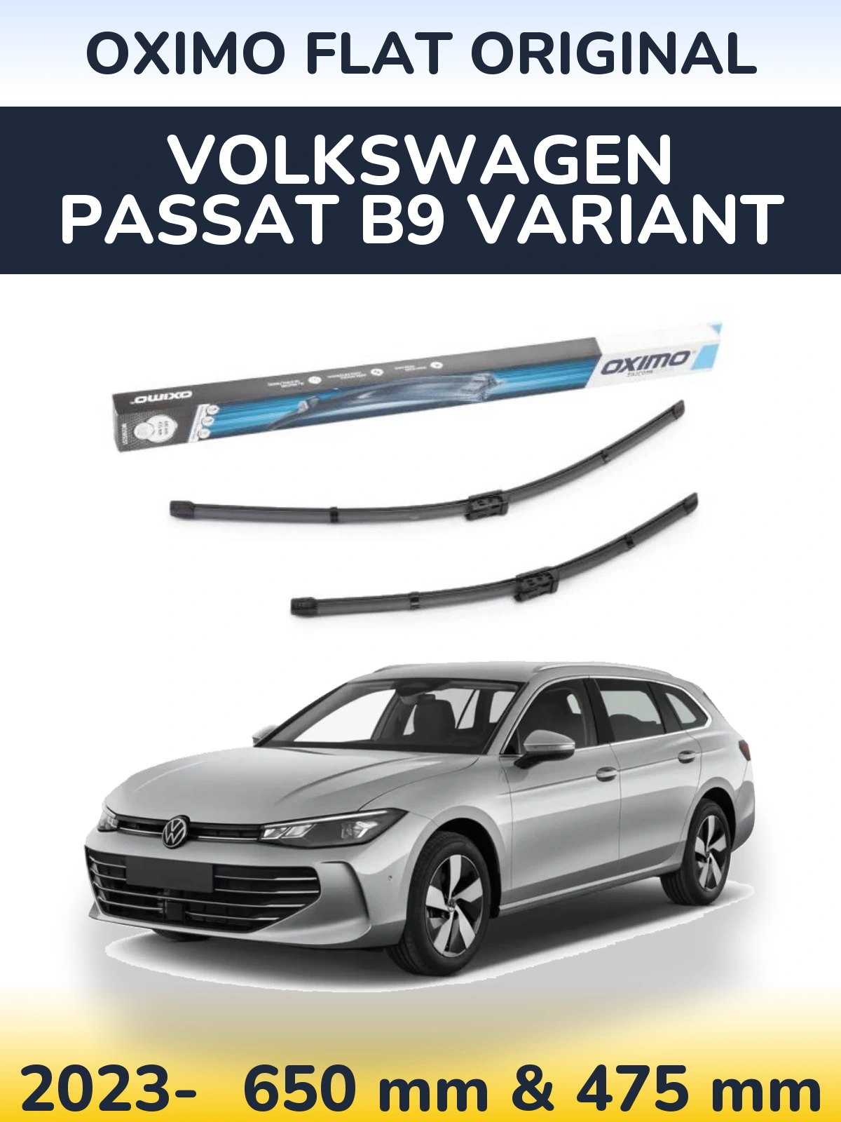 Komplet przednich wycieraczek Oximo Flat Original 650 & 475 mm do Volkswagen Passat B9 Variant 2023-2026