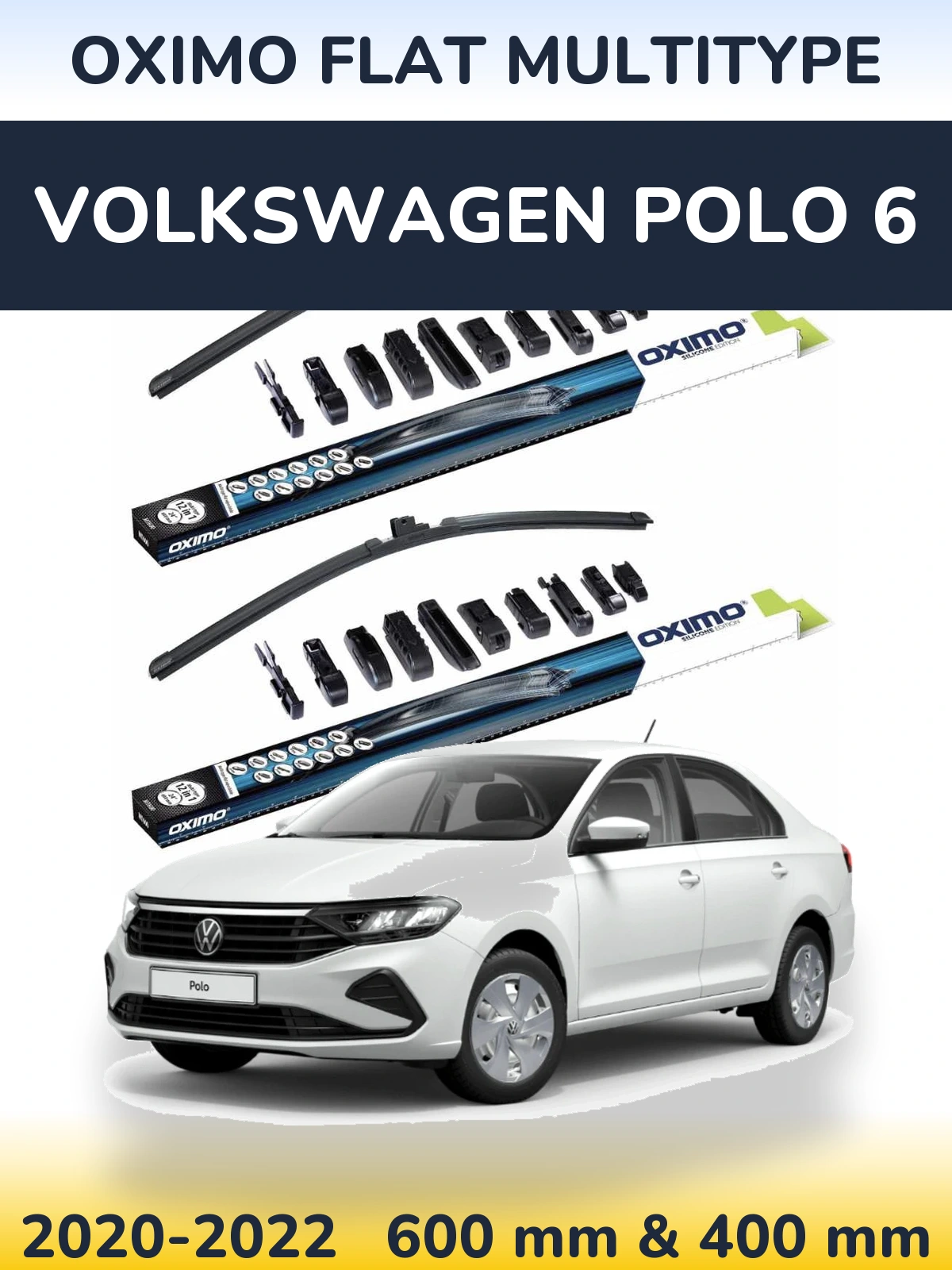 Komplet przednich wycieraczek Oximo Flat MultiType 600 & 400 mm do Volkswagen Polo 6 2020-2022