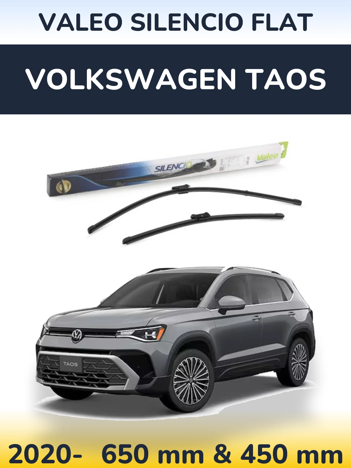 Komplet przednich wycieraczek Valeo Silencio Flat 650 & 450 mm do Volkswagen Taos 2020-2026