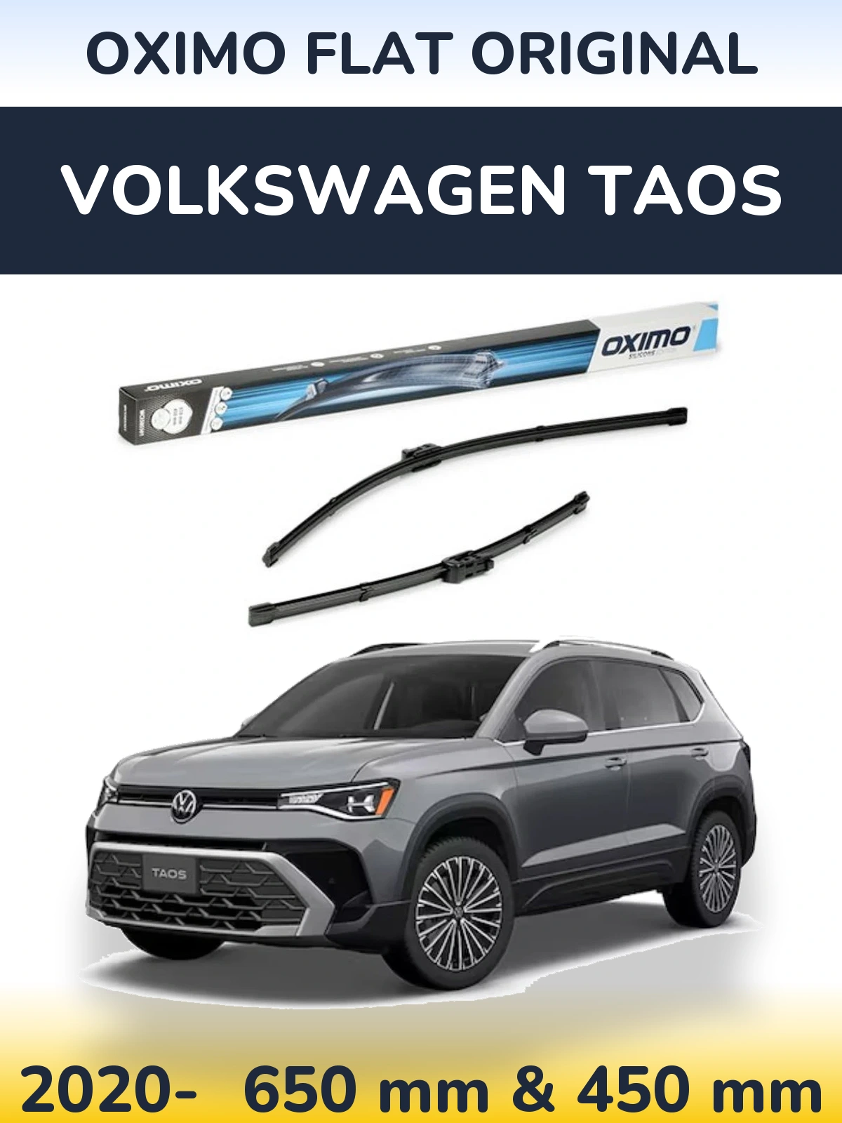 Front wiper blade set Oximo Flat Original 650 & 450 mm for Volkswagen Taos 2020-2026