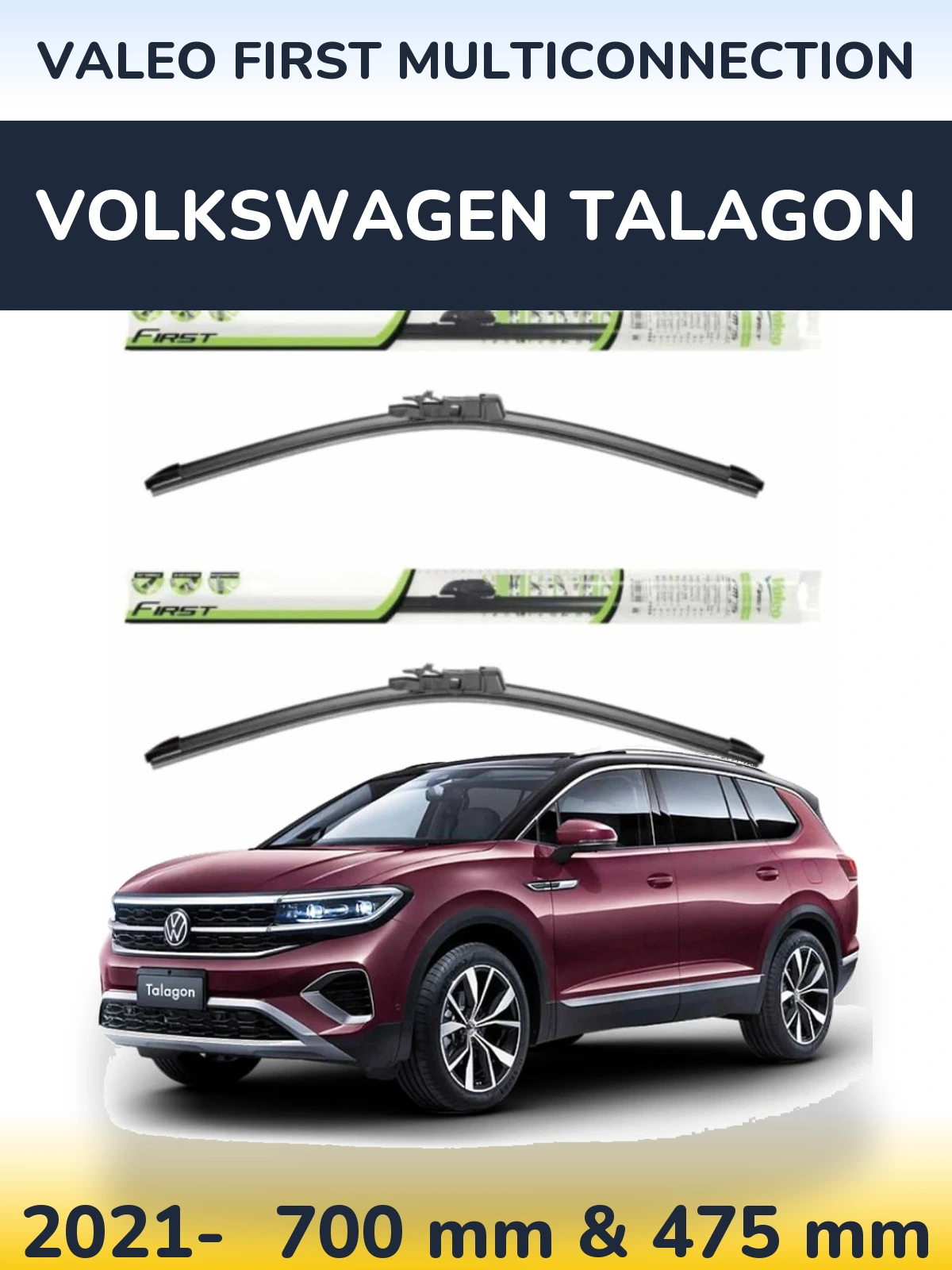 Komplet przednich wycieraczek Valeo First MultiConnection 700 & 475 mm do Volkswagen Talagon 2021-2026