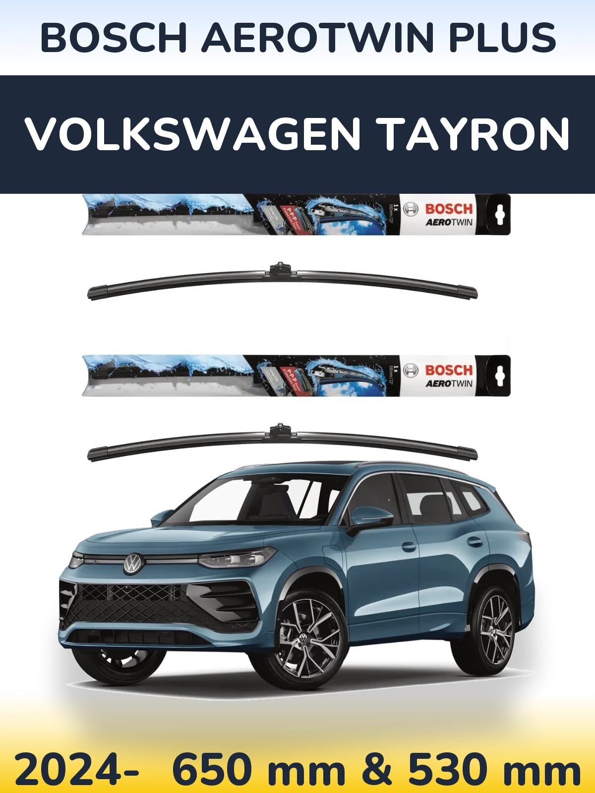 Komplet przednich wycieraczek BOSCH AeroTwin Plus 650 & 530 mm do Volkswagen Tayron 2024-2026
