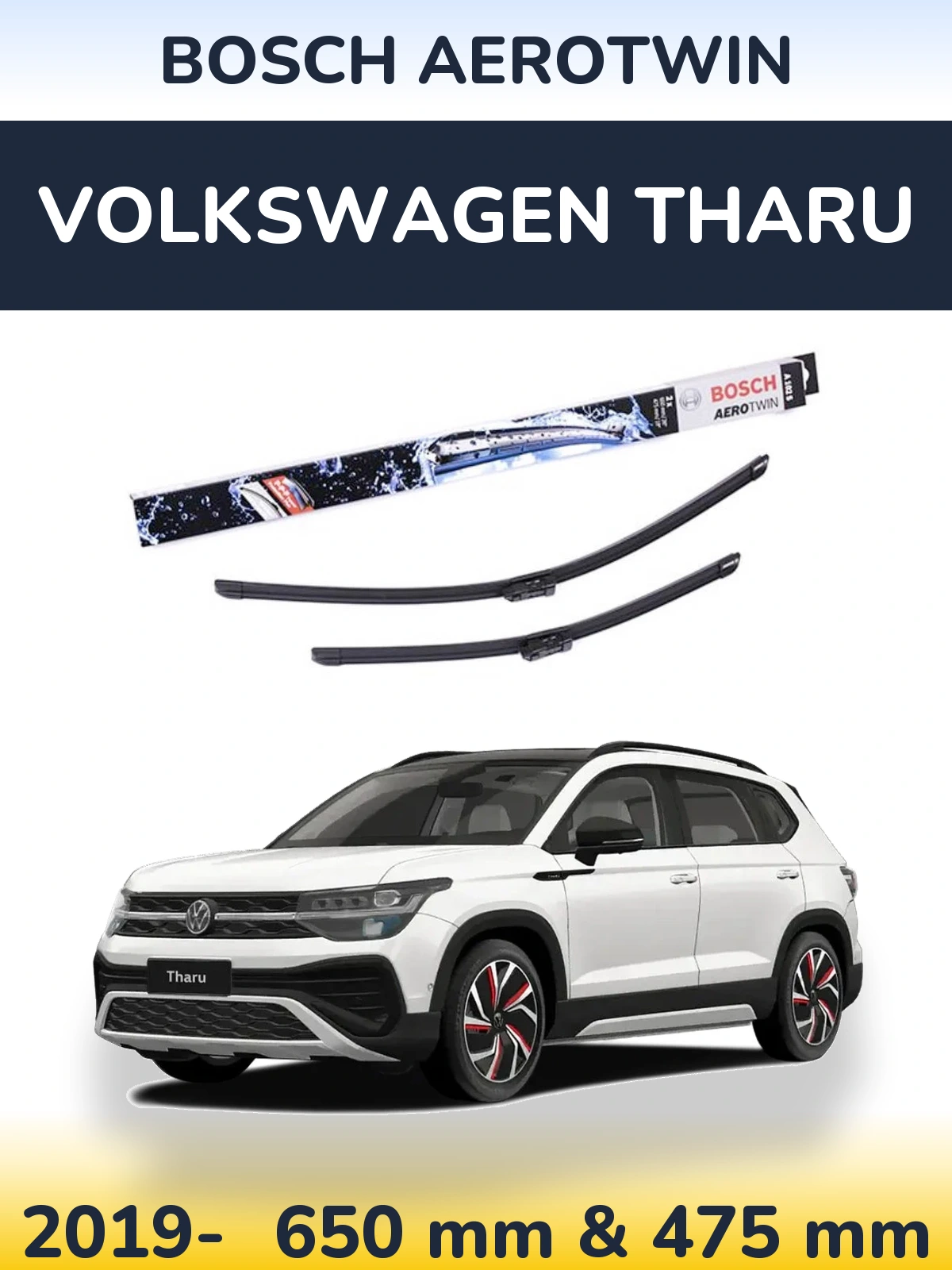 Komplet przednich wycieraczek BOSCH AeroTwin 650 & 475 mm do Volkswagen Tharu 2019-2026