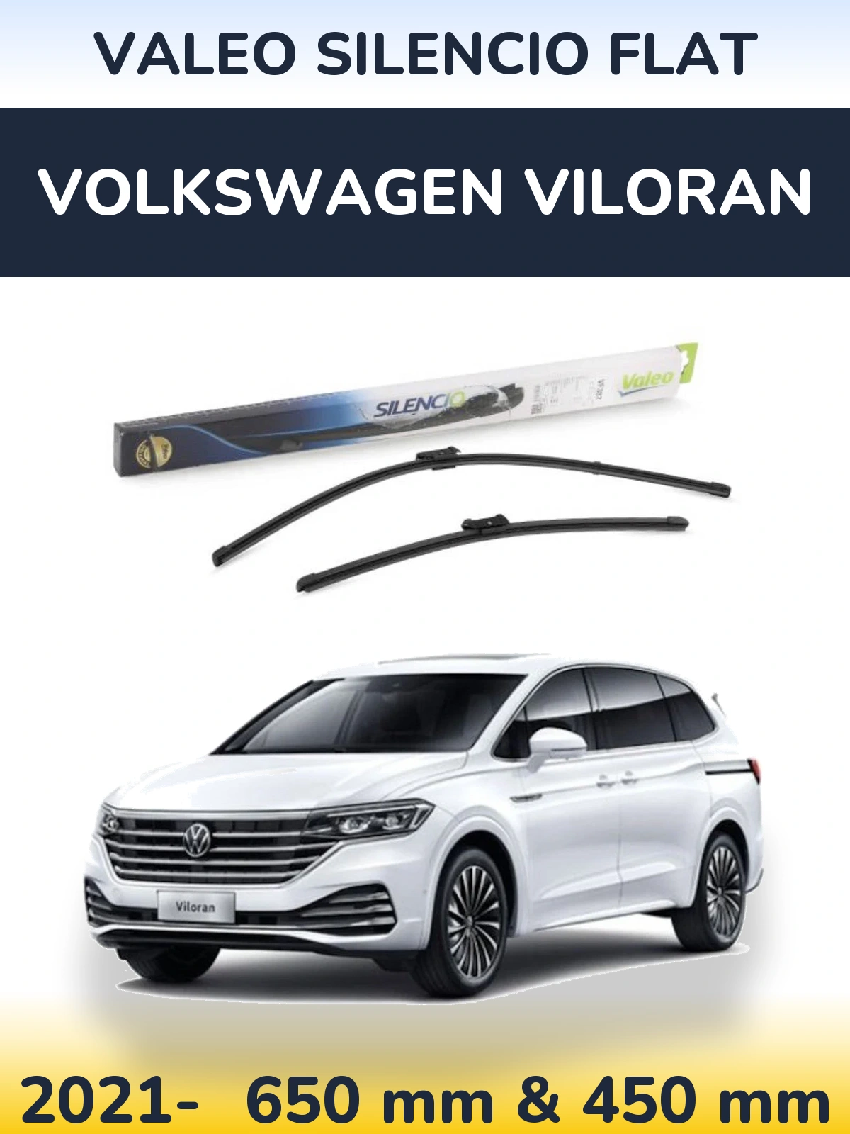 Komplet przednich wycieraczek Valeo Silencio Flat 650 & 450 mm do Volkswagen Viloran 2021-2026