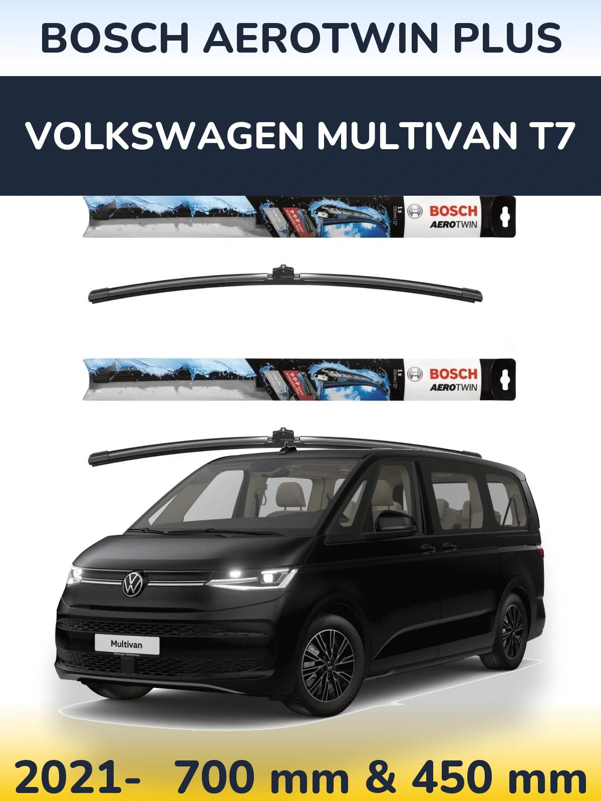 Komplet przednich wycieraczek BOSCH AeroTwin Plus 700 & 450 mm do Volkswagen Multivan T7 2021-2026