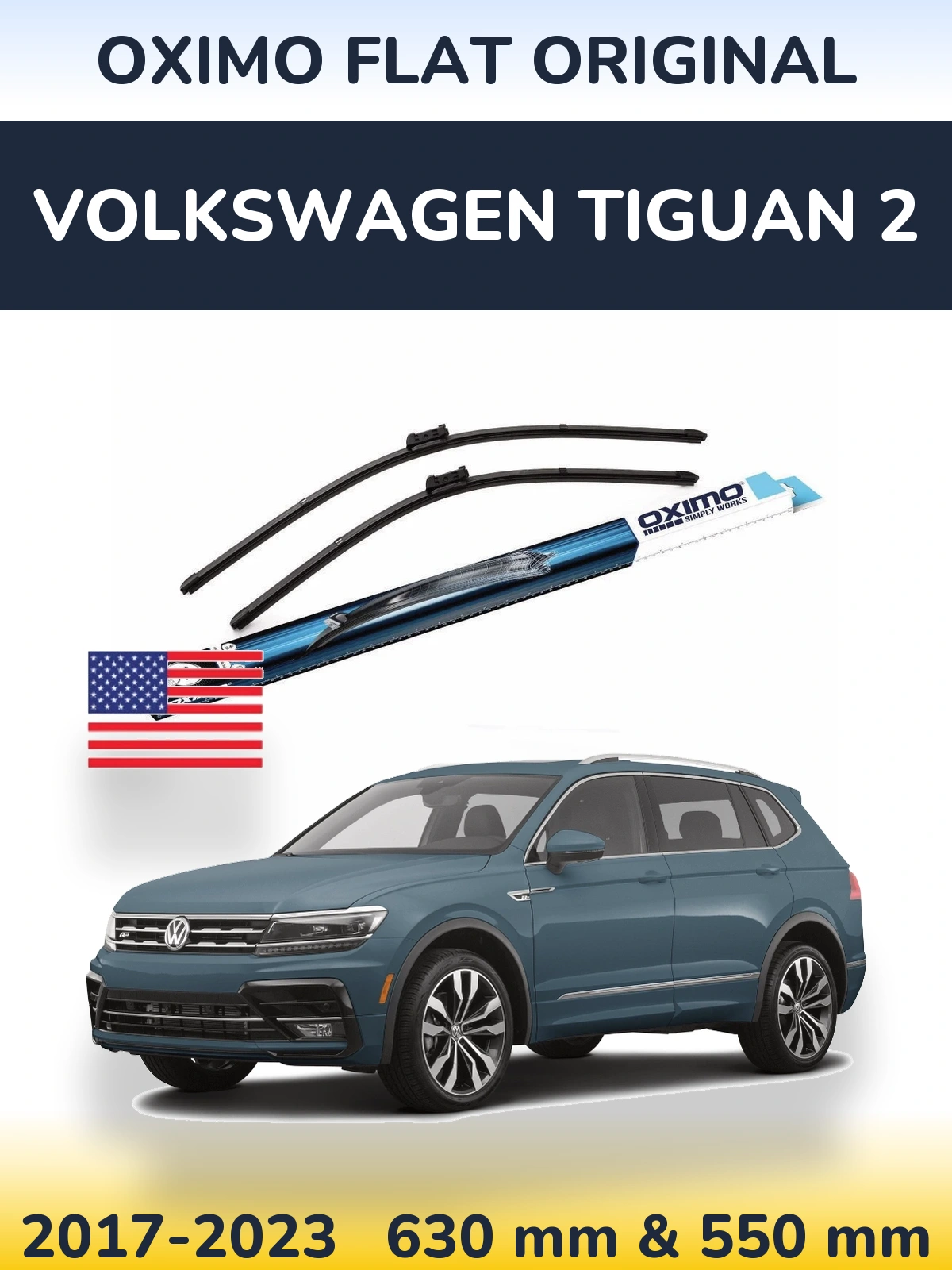 Komplet przednich wycieraczek Oximo Flat Original 630 & 550 mm do Volkswagen Tiguan 2 2017-2023