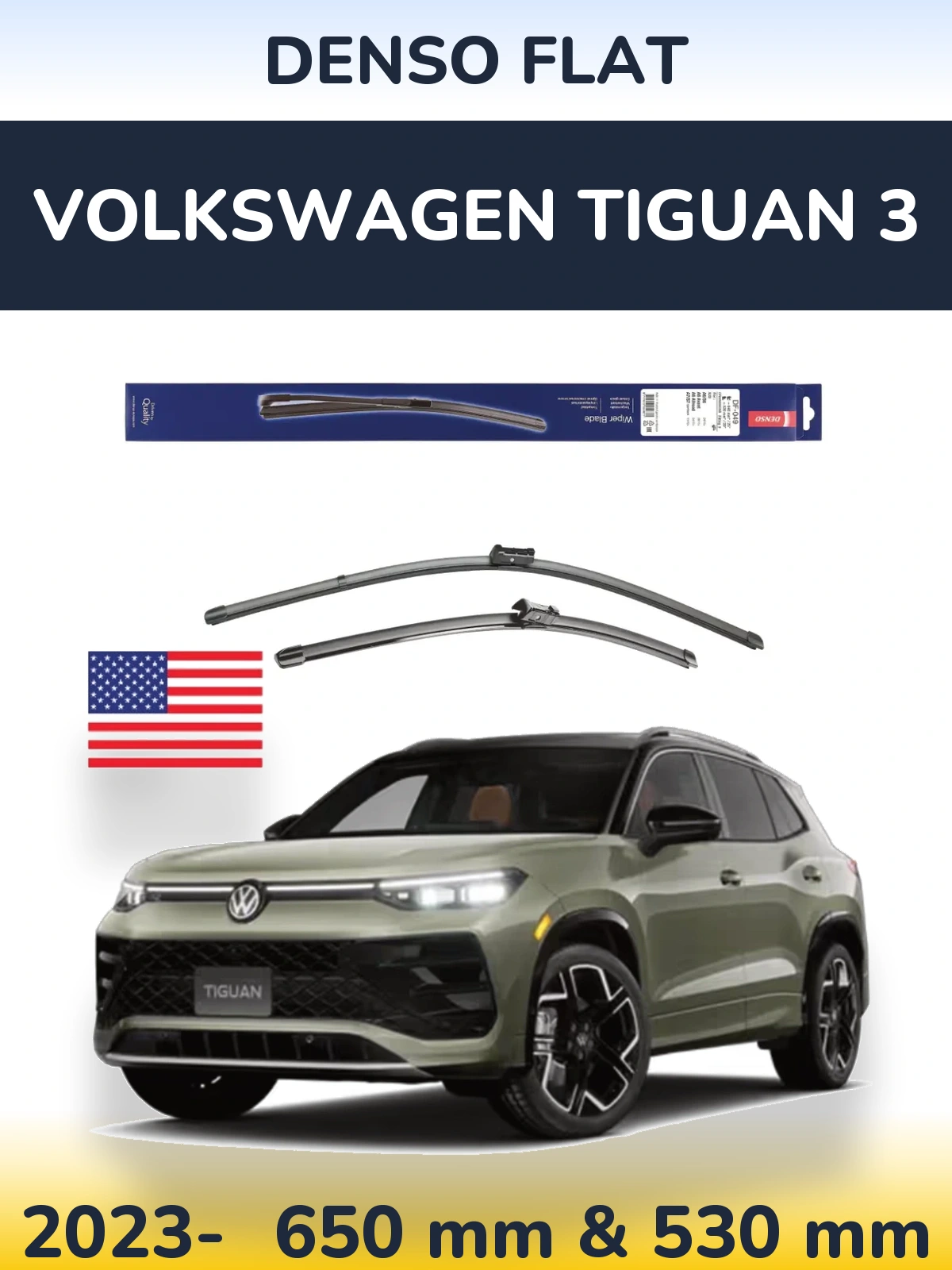 Komplet przednich wycieraczek Denso Flat 640 & 520 mm do Volkswagen Tiguan 3 2023-2026