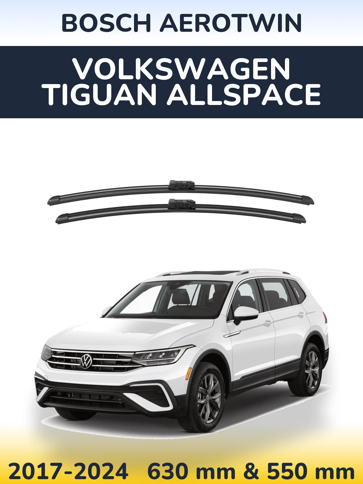 Komplet przednich wycieraczek BOSCH AeroTwin 625 & 550 mm do Volkswagen Tiguan Allspace 2017-2024