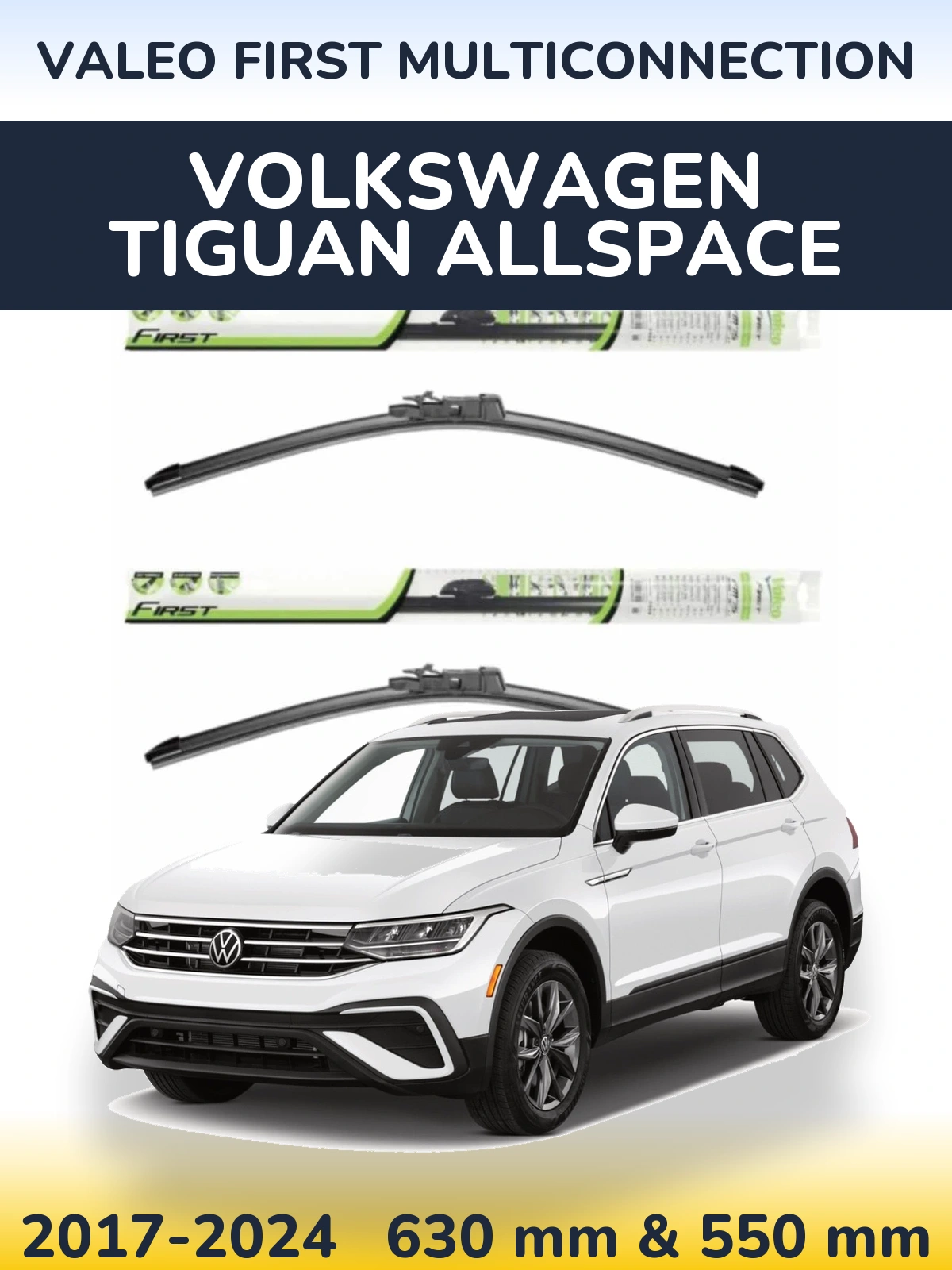 Комплект передних дворников Valeo First MultiConnection 600 & 550 мм для Volkswagen Tiguan Allspace 2017-2024