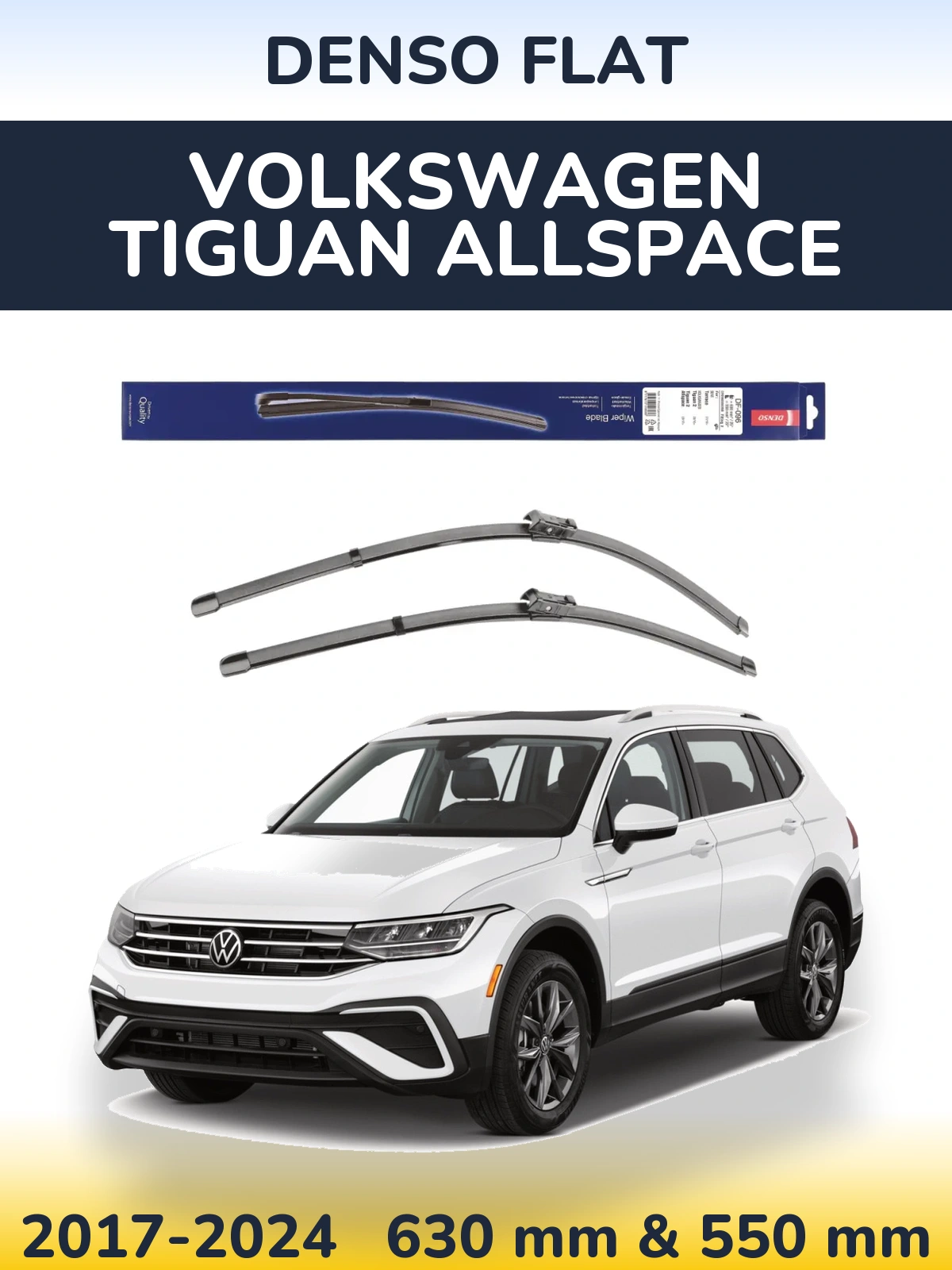Komplet przednich wycieraczek Denso Flat 630 & 550 mm do Volkswagen Tiguan Allspace 2017-2024