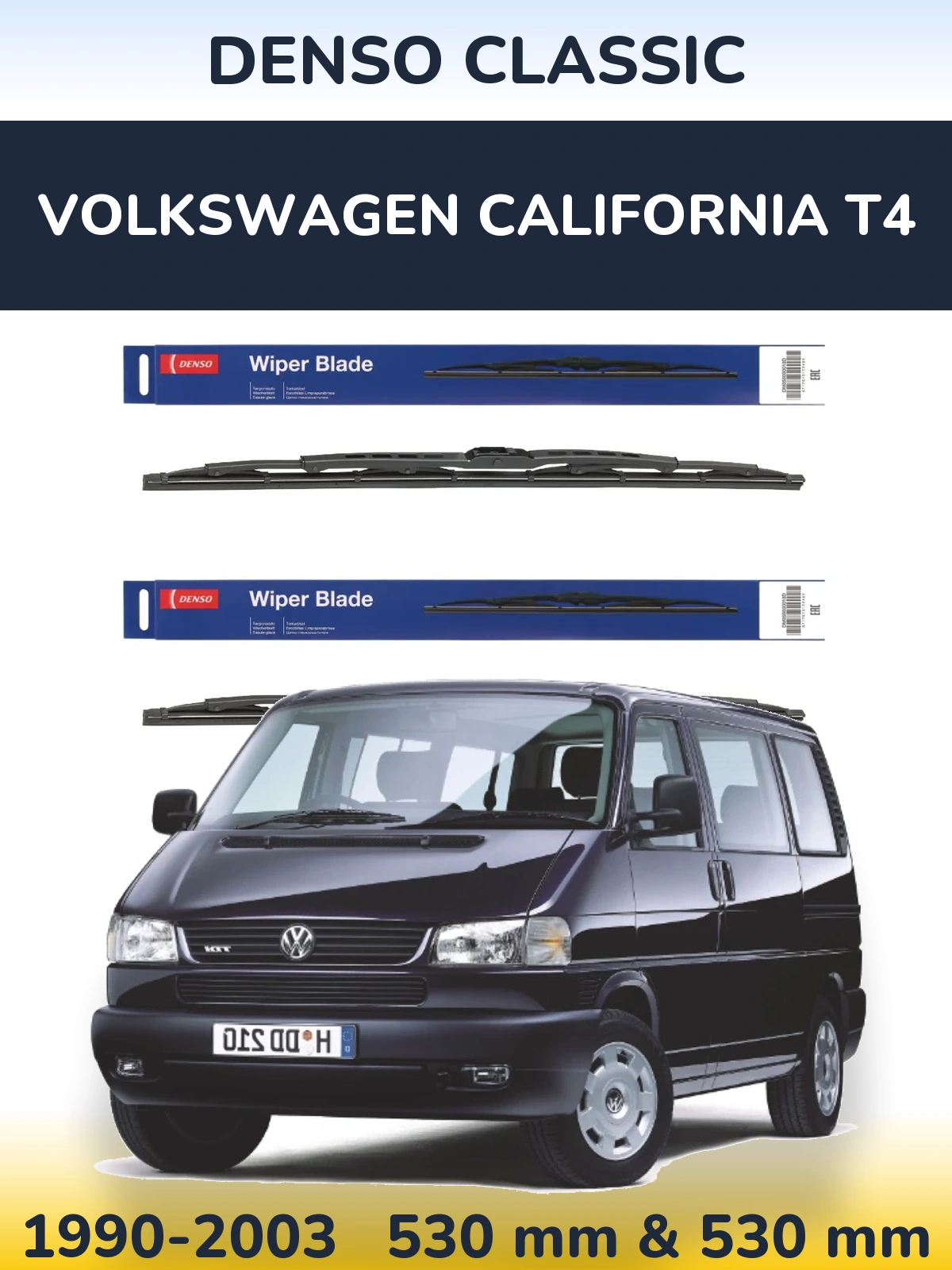Komplet przednich wycieraczek Denso Classic 530 & 530 mm do Volkswagen California T4 1990-2003