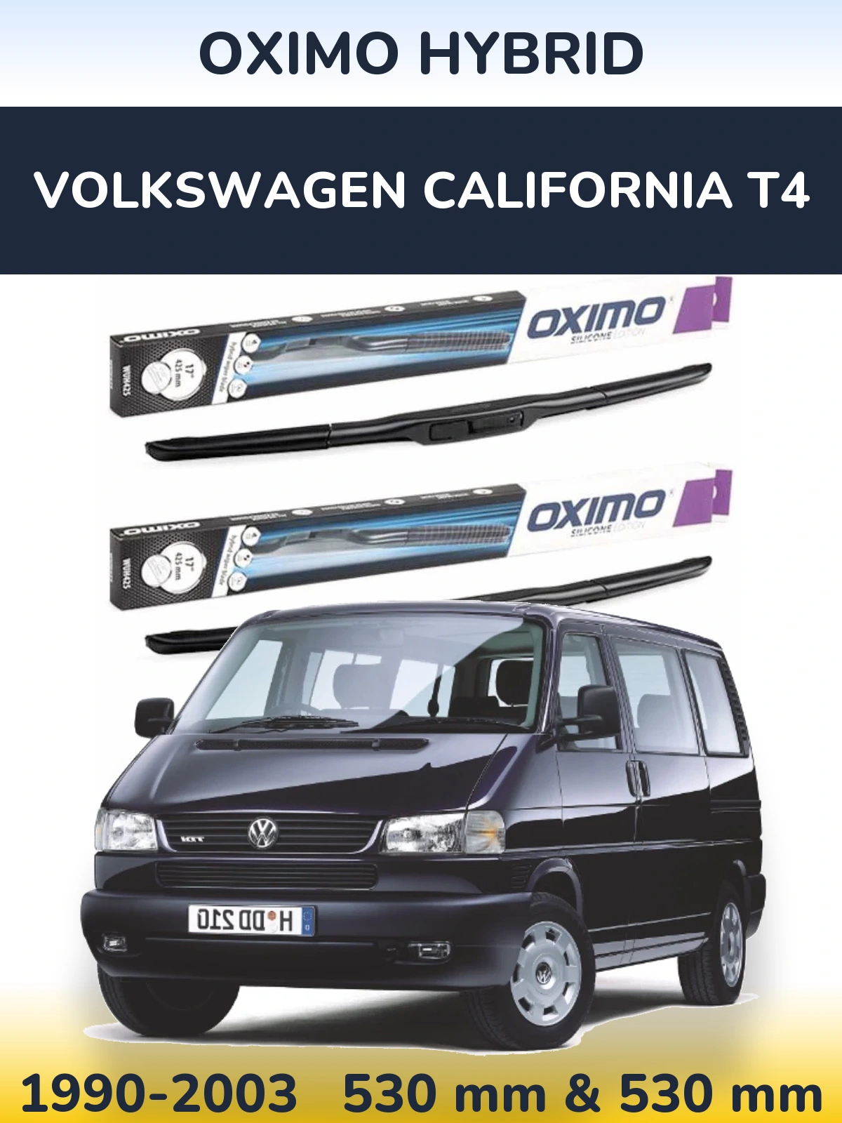 Комплект передних дворников Oximo Hybrid 530 & 530 мм для Volkswagen California T4 1990-2003