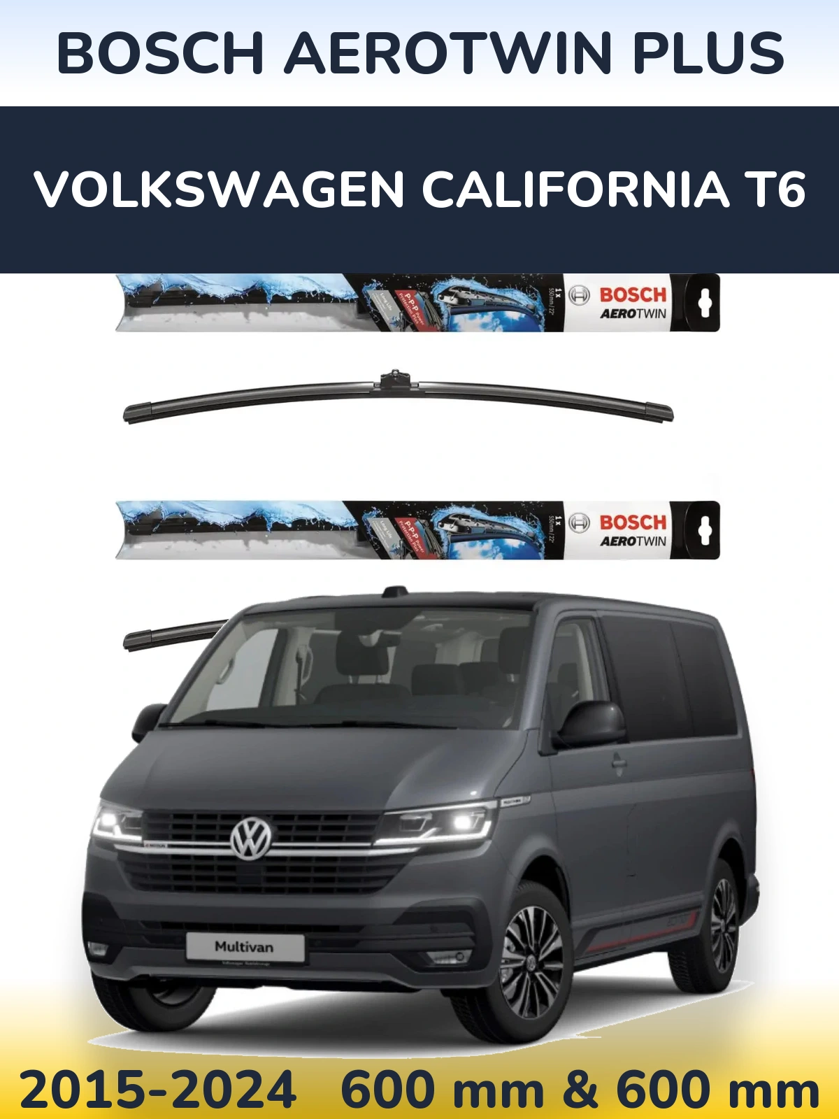Komplet przednich wycieraczek BOSCH AeroTwin Plus 600 & 600 mm do Volkswagen California T6 2015-2024