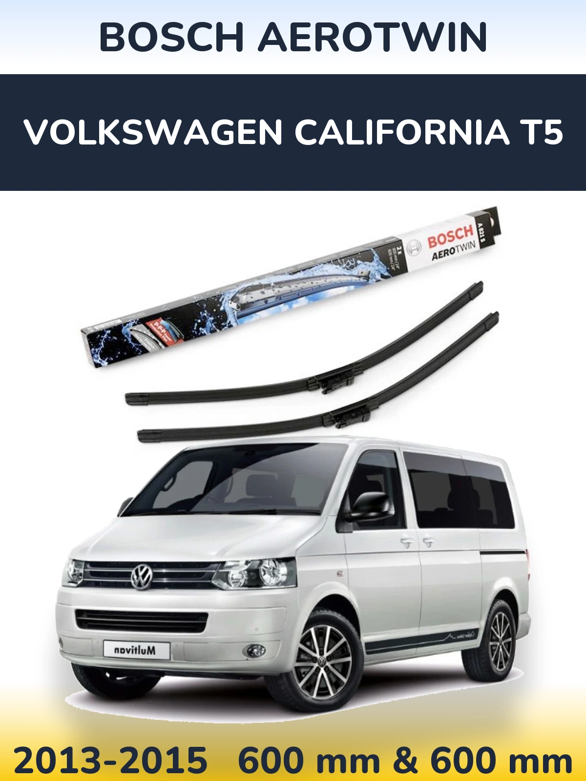 Комплект передних дворников BOSCH AeroTwin 600 & 600 мм для Volkswagen California T5 2013-2015
