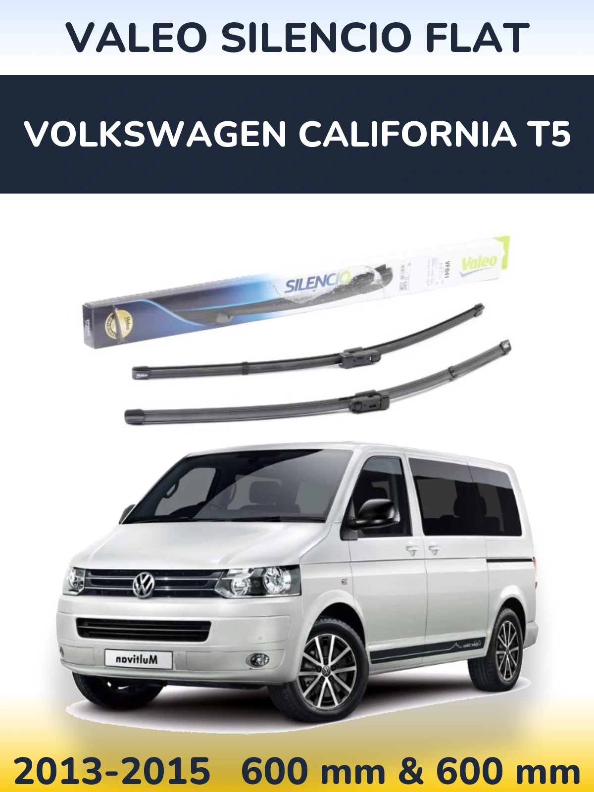 Комплект передних дворников Valeo Silencio Flat 600 & 600 мм для Volkswagen California T5 2013-2015
