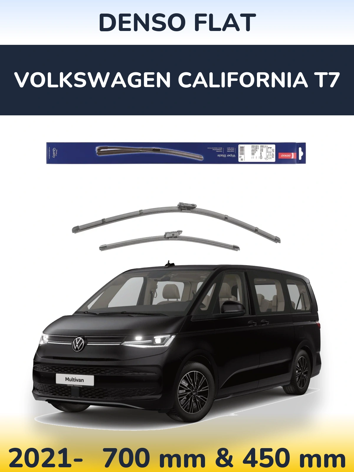 Komplet przednich wycieraczek Denso Flat 700 & 450 mm do Volkswagen California T7 2021-2026