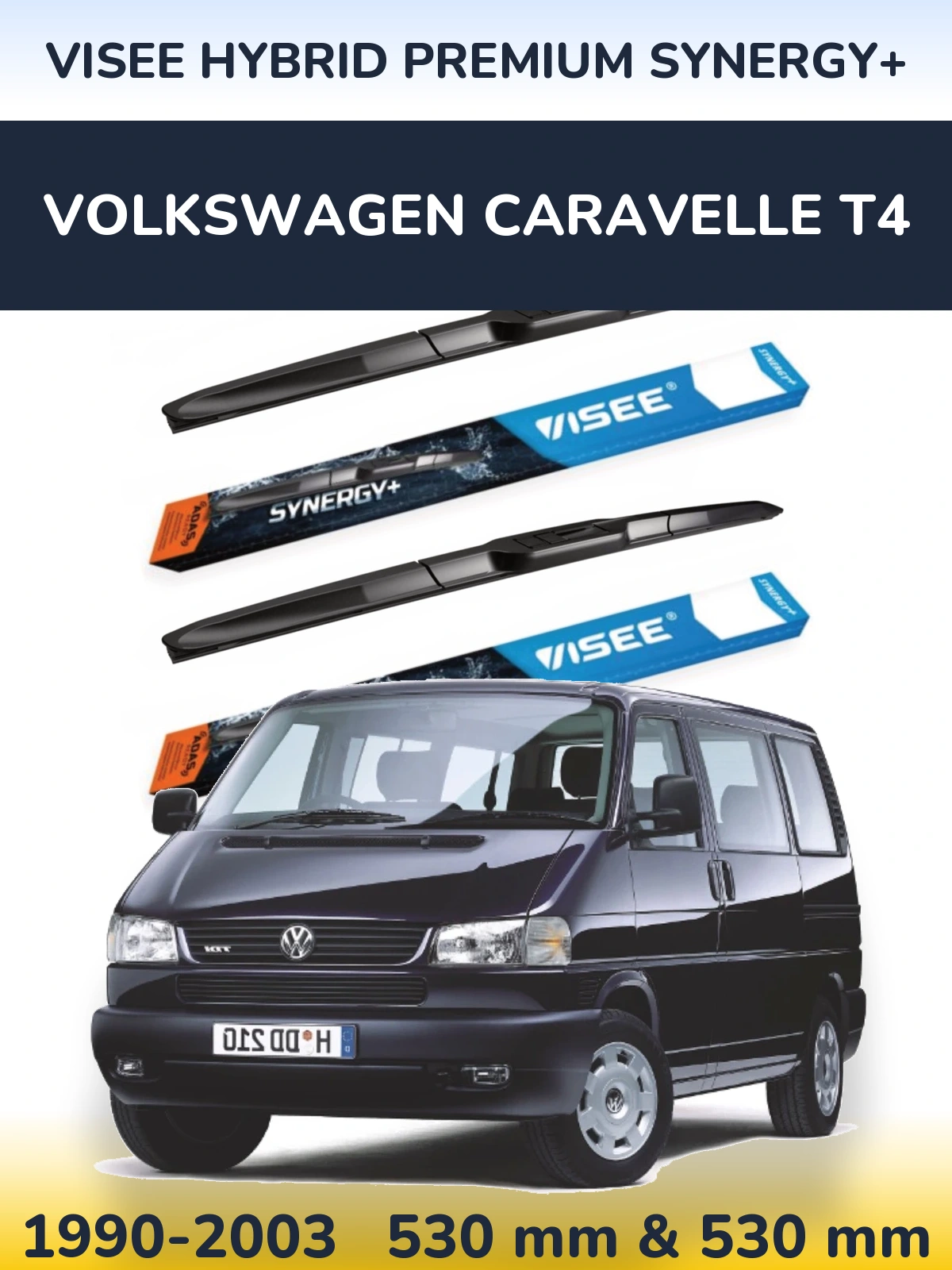 Komplet przednich wycieraczek VISEE HYBRID PREMIUM SYNERGY+ 530 & 530 mm do Volkswagen Caravelle T4 1990-2003